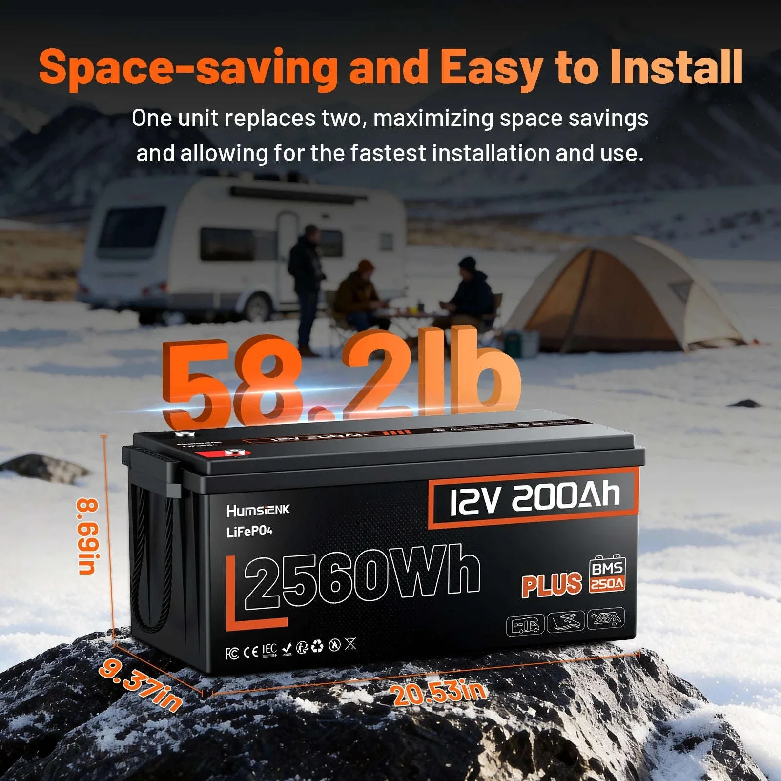 Humsienk 12V LiFePO4 Battery for Solar, RV, Marine Use - Image 6