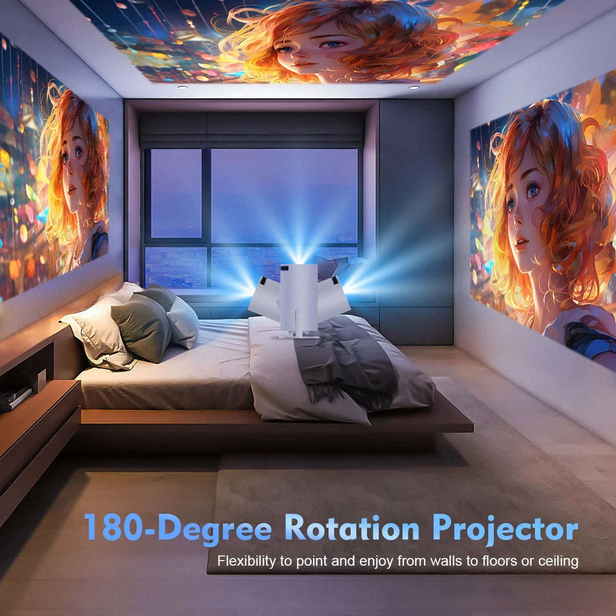 HY300 Pro Mini Projector with Android 14, WiFi 6 & 180° Rotation - Image 15