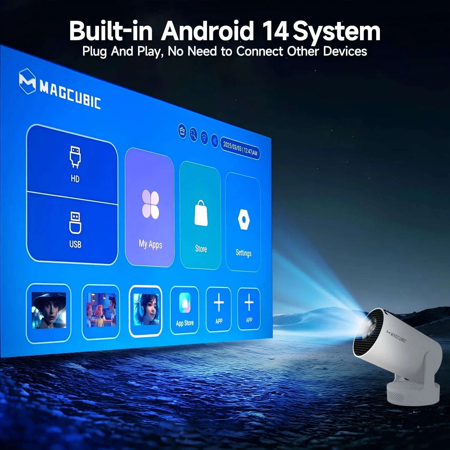 HY300 Pro Mini Projector 720P Android WiFi 6 BT5.4 Home Theater - Image 12