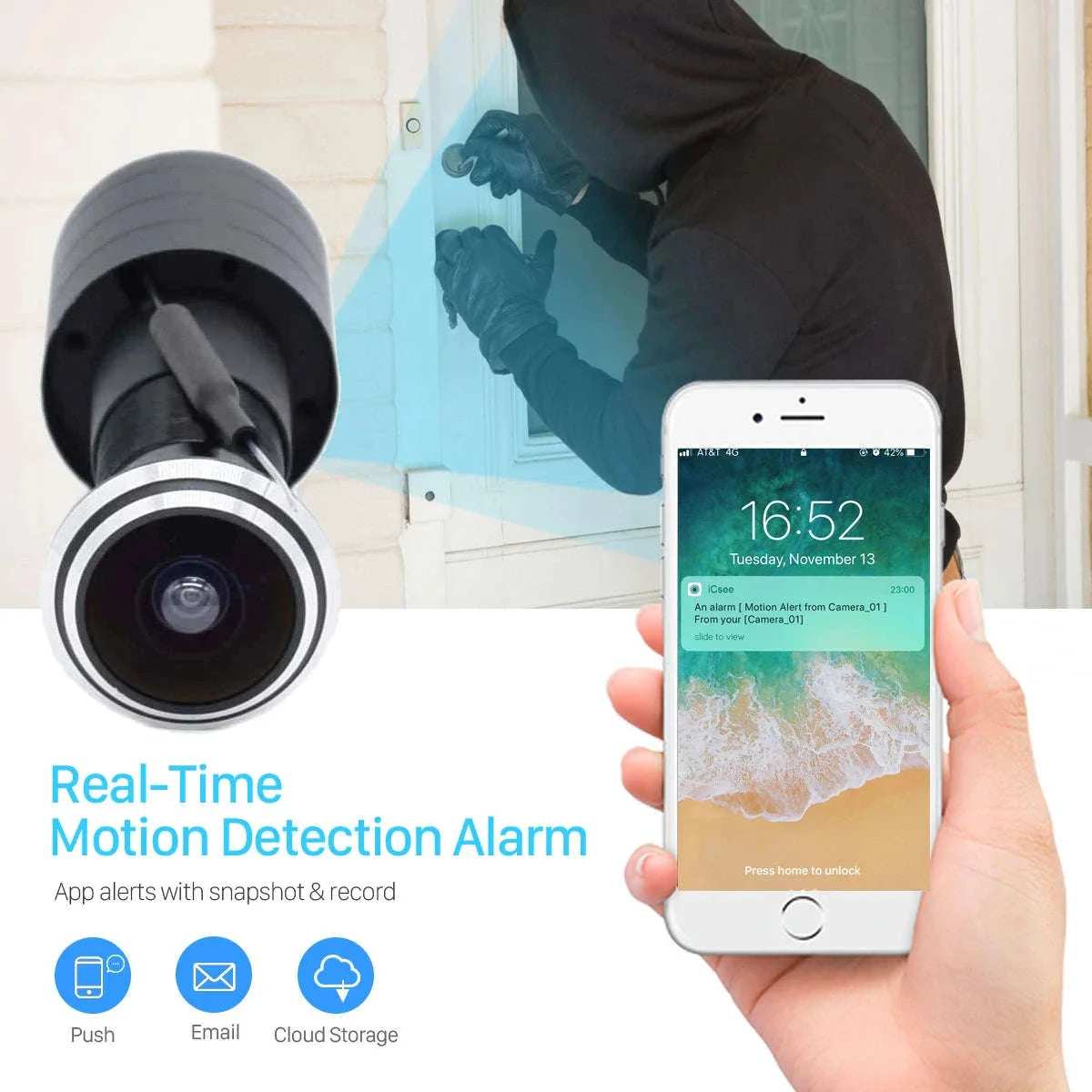 Door Peephole Security Camera 3MP 155° View, App Control - Image 17