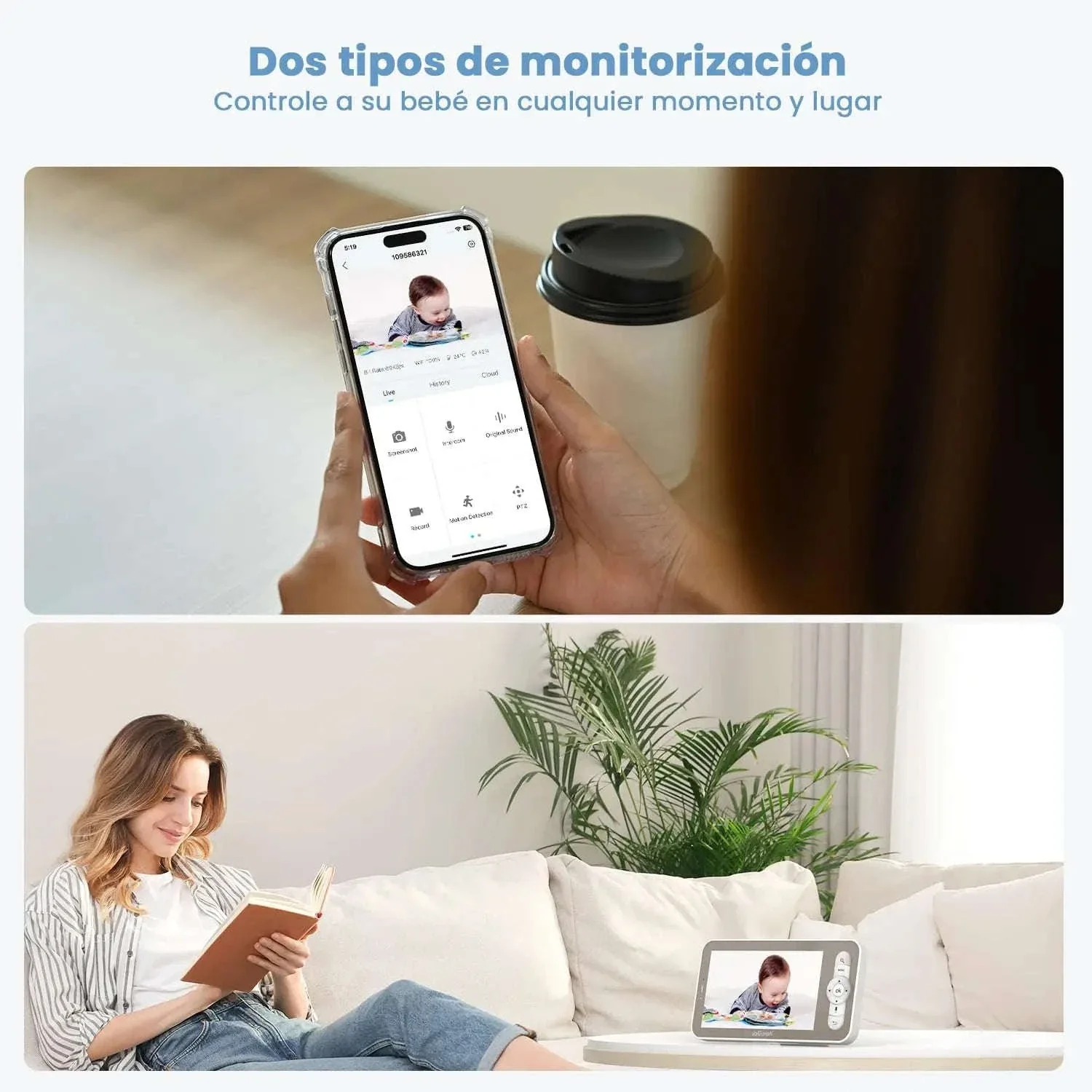ieGeek 5" 2K Baby Monitor with 360° PTZ and Motion Alerts - Image 3