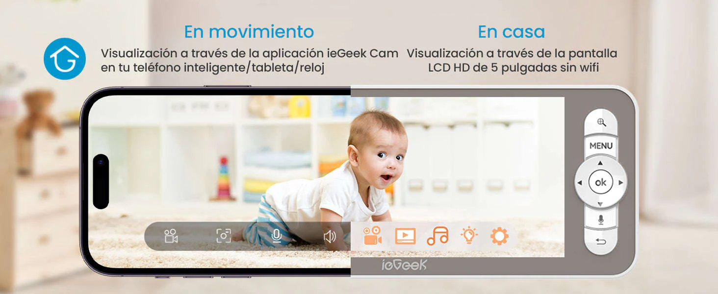 ieGeek 5" 2K Baby Monitor with 360° PTZ and Motion Alerts - Image 8