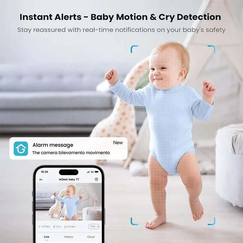 ieGeek 2K Baby Monitor with 5-Inch Screen, Night Vision - Image 3