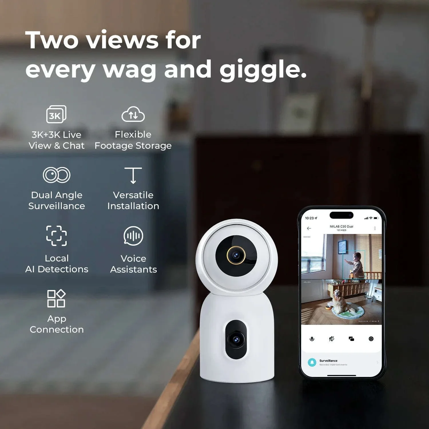 IMILAB C30 Dual 3K Indoor Security Camera with 360° Coverage - Image 2