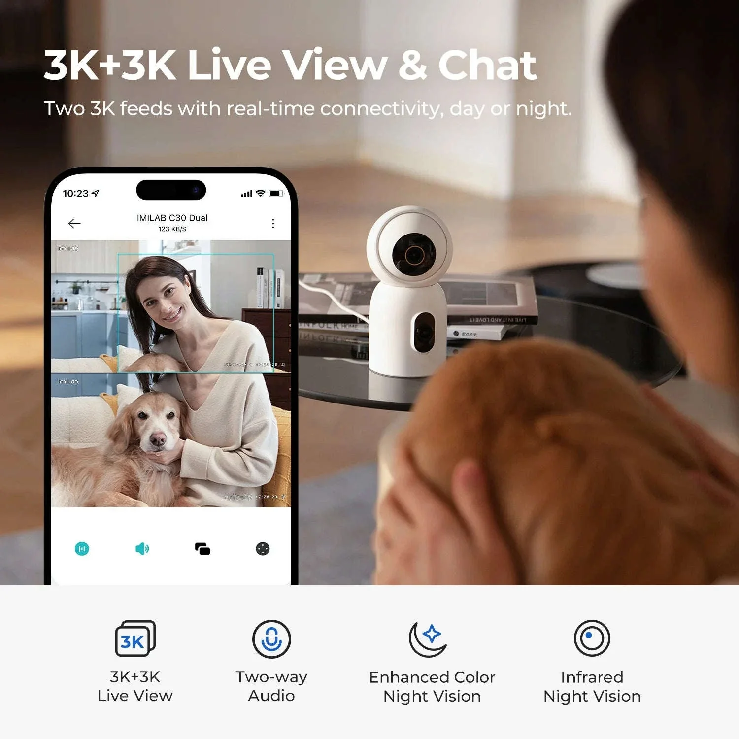 IMILAB C30 Dual 3K Indoor Security Camera with 360° Coverage - Image 3