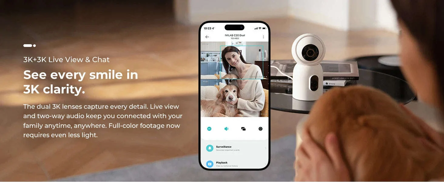 IMILAB C30 Dual 3K Indoor Security Camera with 360° Coverage - Image 8