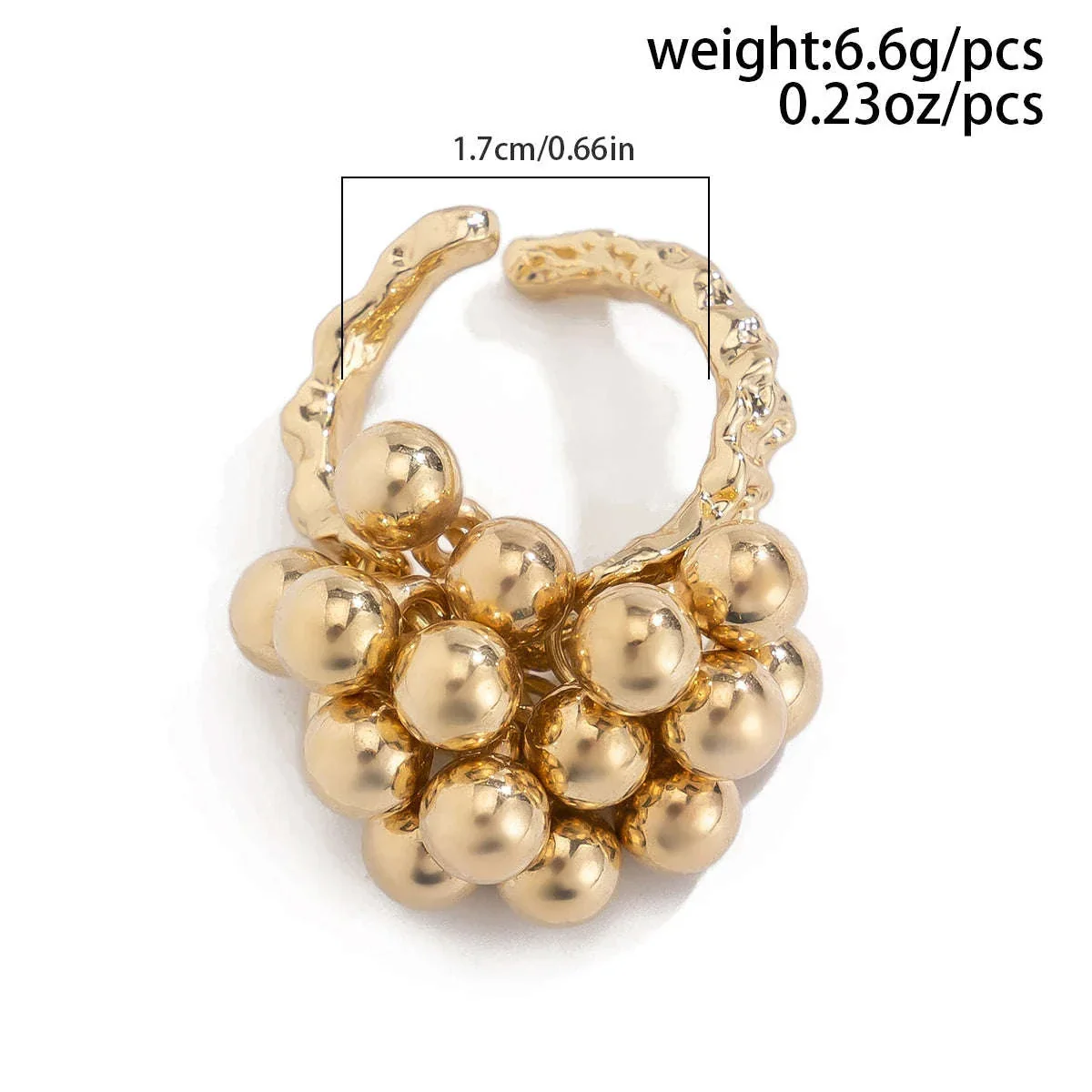 Irregular Metal Ball Ring with Adjustable Open Fit - Image 5
