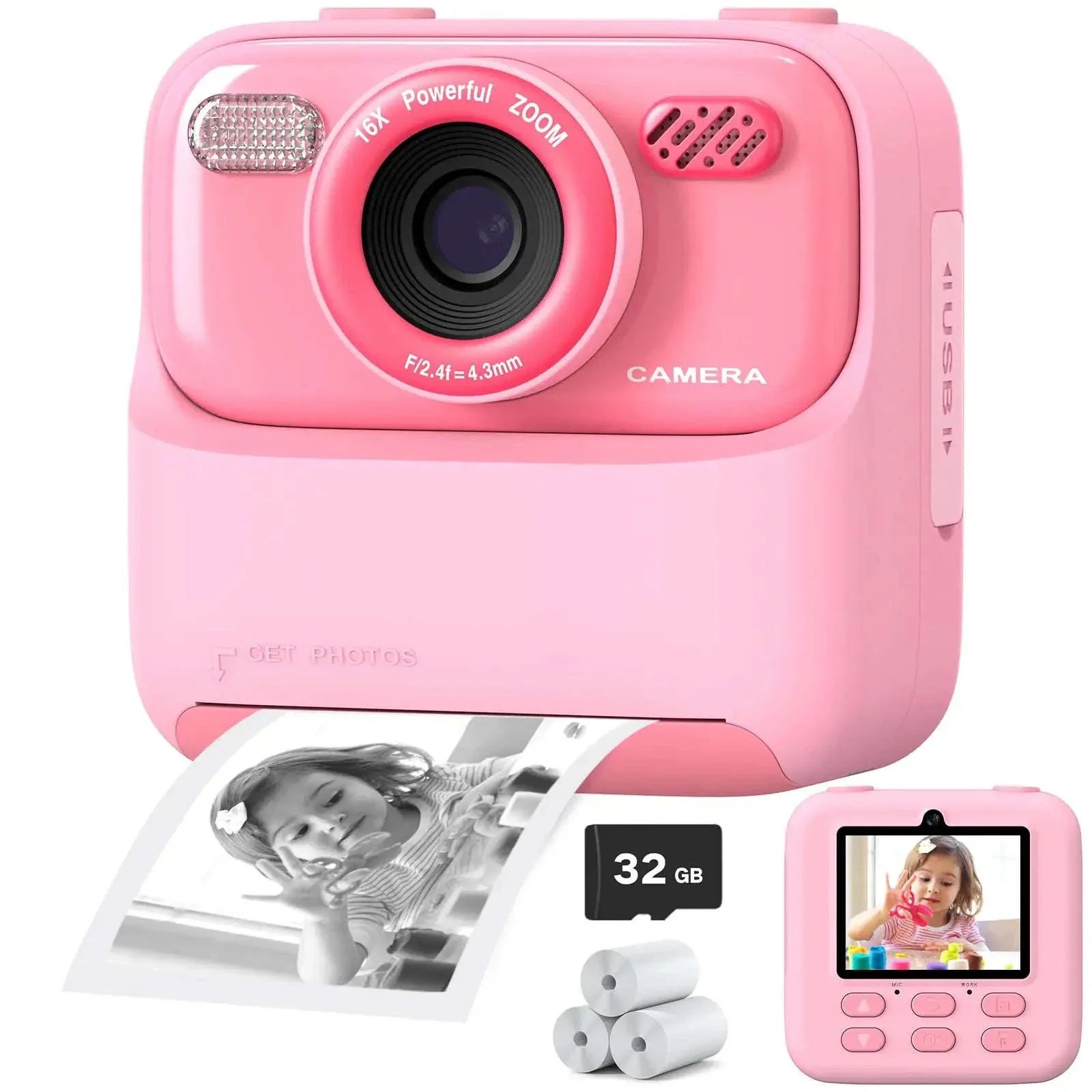 Kids Instant Print Camera with 1080P HD Dual Lenses