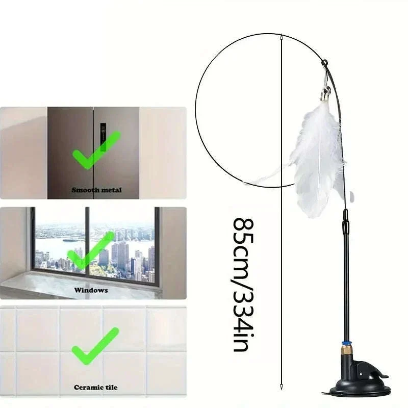 Interactive Cat Toy Teaser with Bell & Feather Wand - Image 13