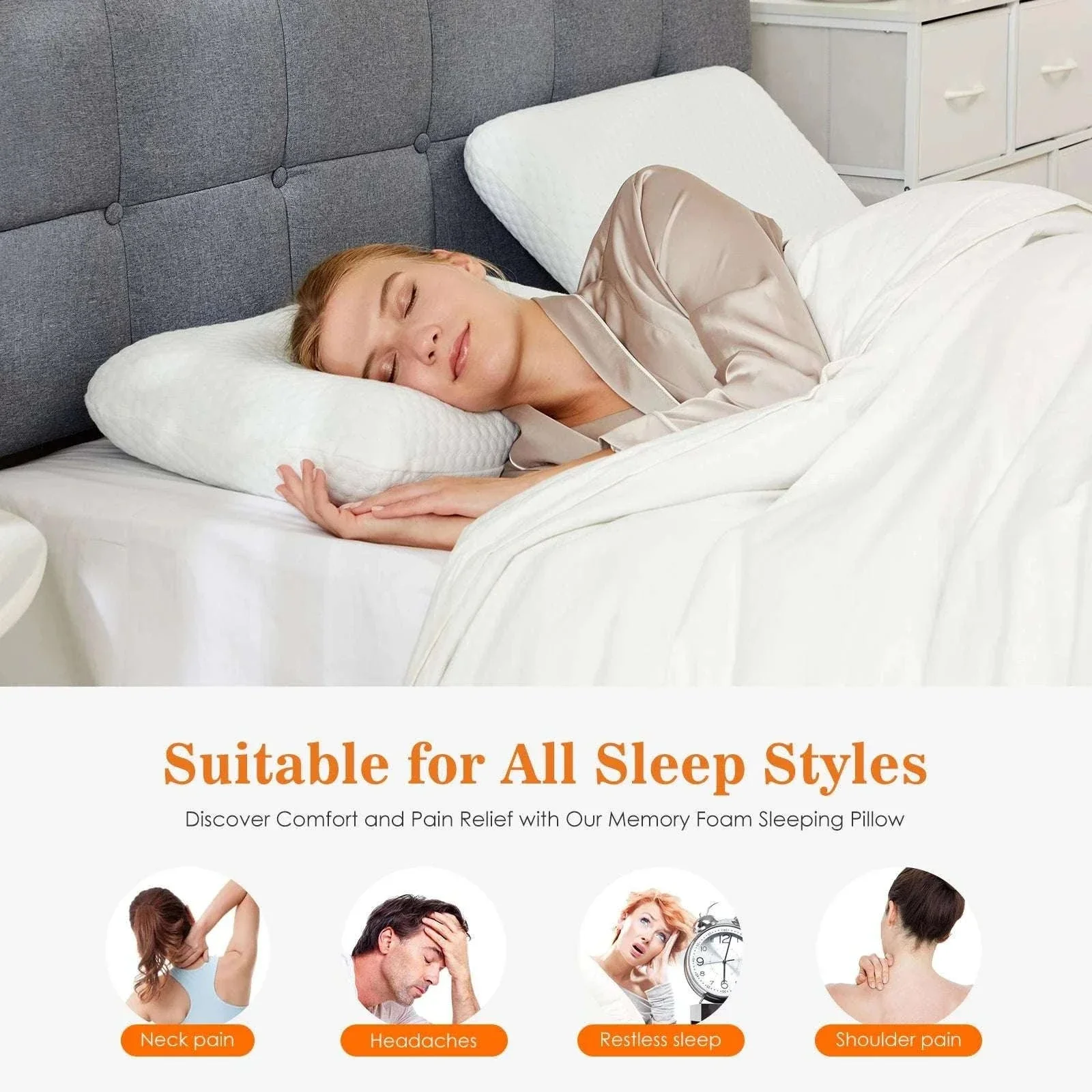 Memory Foam Neck Pillow with Cooling Ventilation & Washable Cover - Image 19