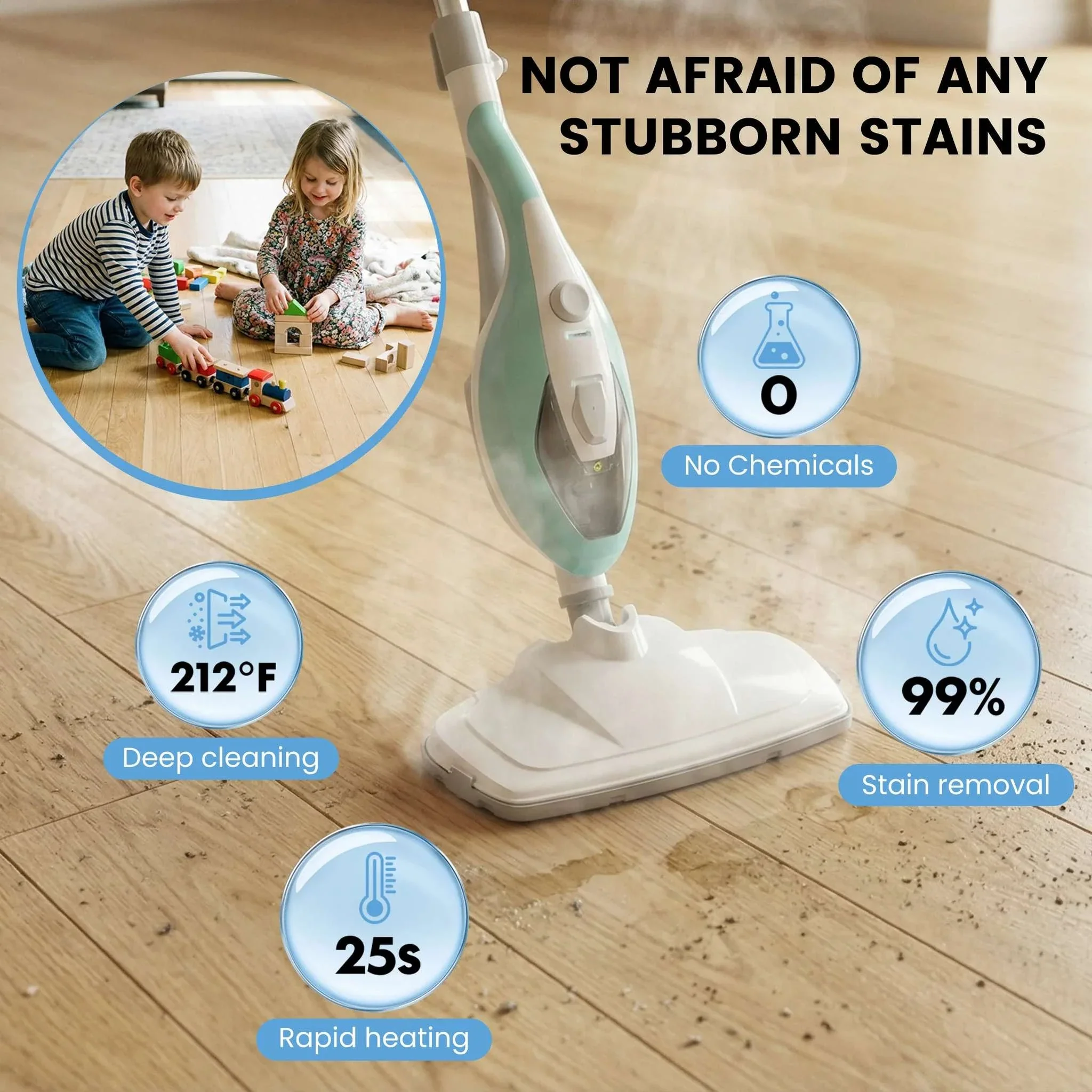 10-in-1 Steam Mop with Handheld Cleaner 1550W Multi-Surface Cleaning - Image 2