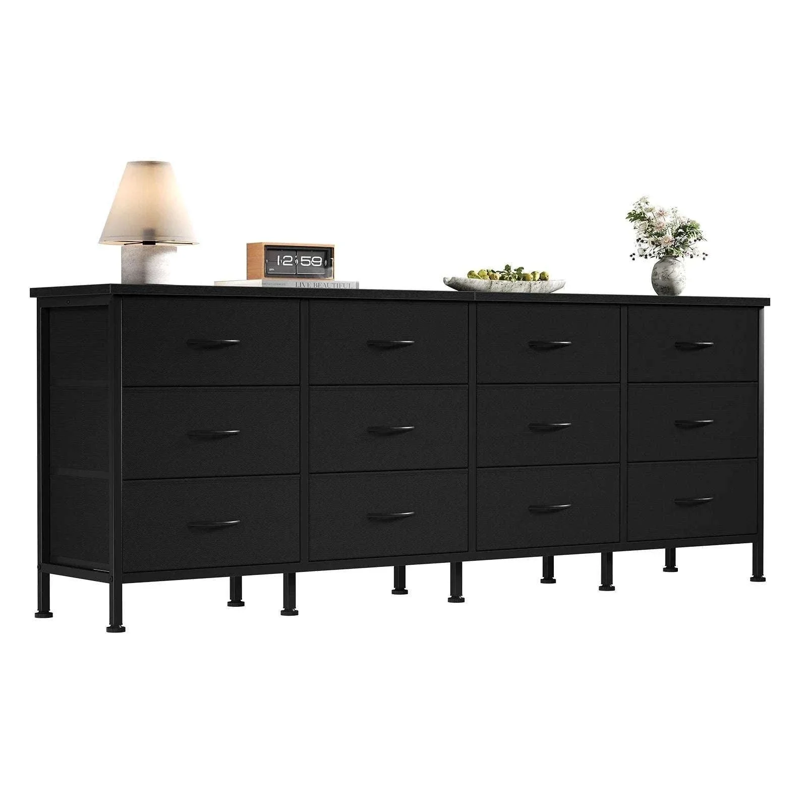 12 Drawer Fabric Storage Cabinet TV Stand with Wood Top - Image 15