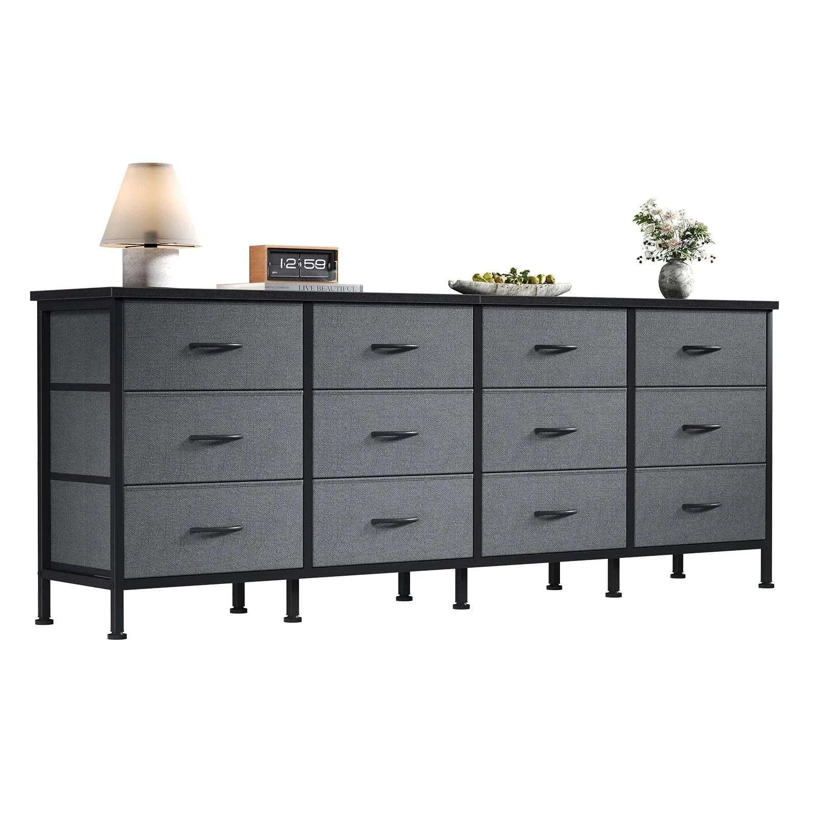 12 Drawer Fabric Storage Cabinet TV Stand with Wood Top - Image 17