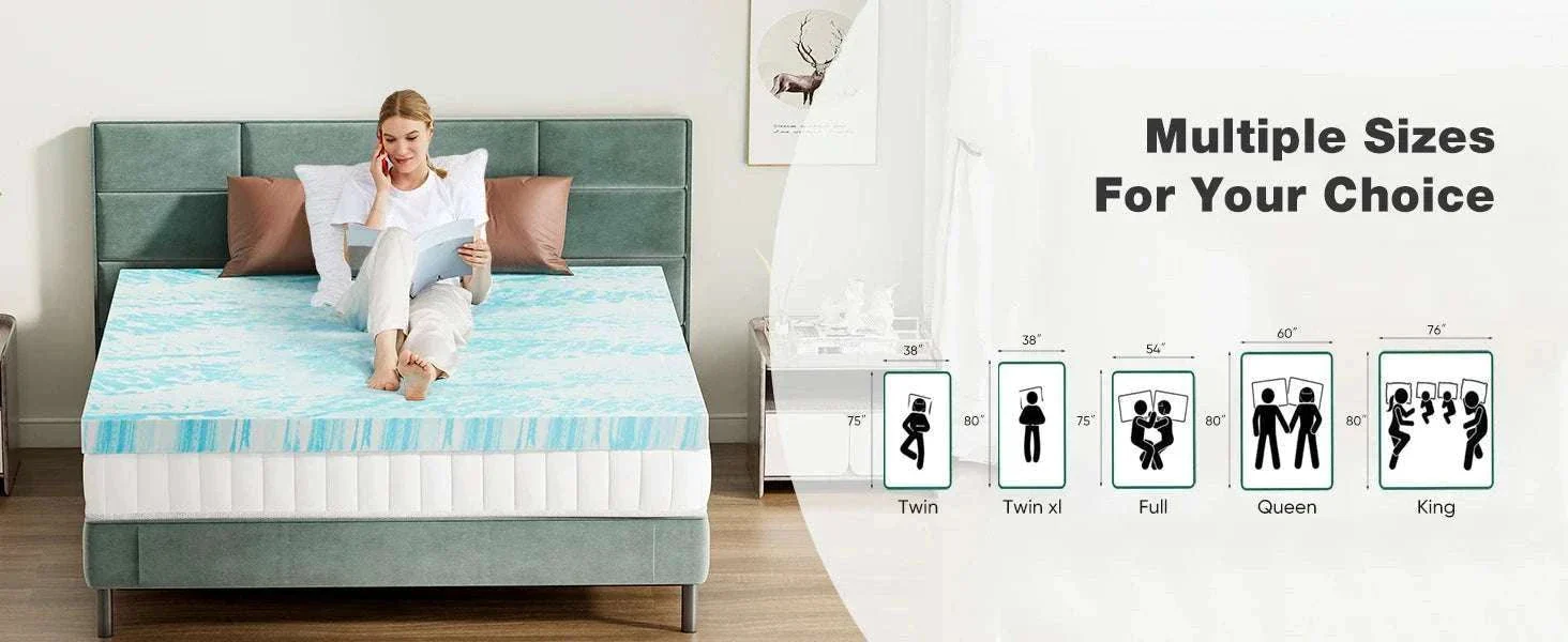 Queen Memory Foam Mattress Topper 2–3 Inch Gel Cooling Soft Bed - Image 7
