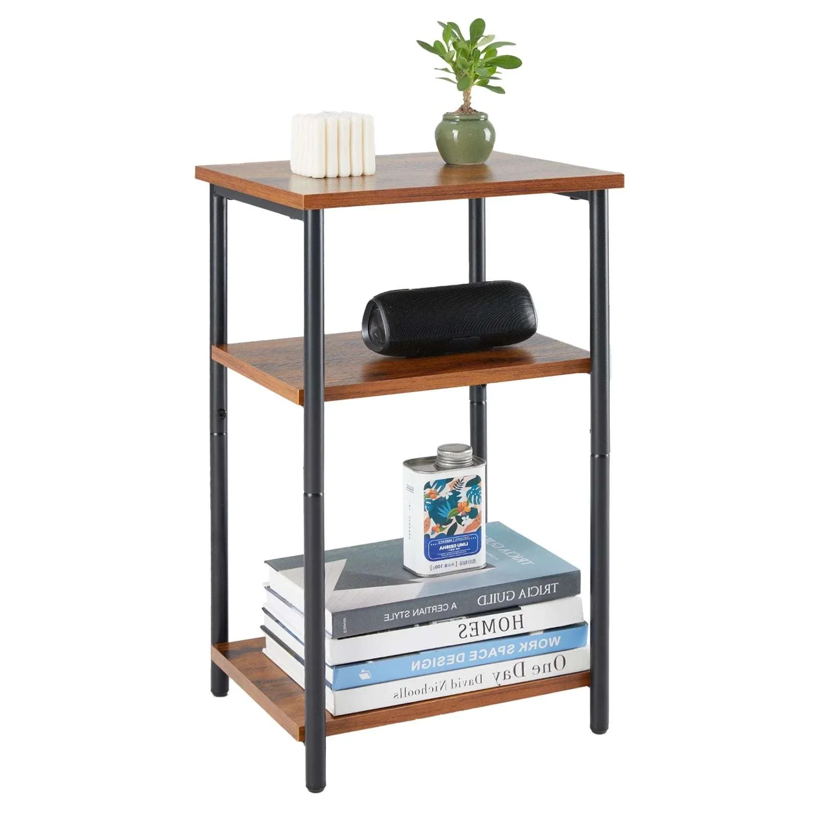 3-Tier Narrow End Table with Storage & Adjustable Feet - Image 12