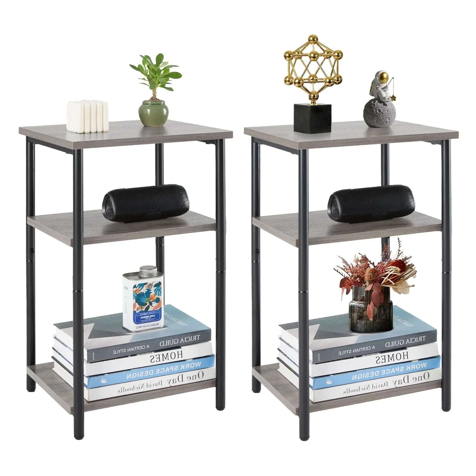 3-Tier Narrow End Table with Storage & Adjustable Feet - Image 13