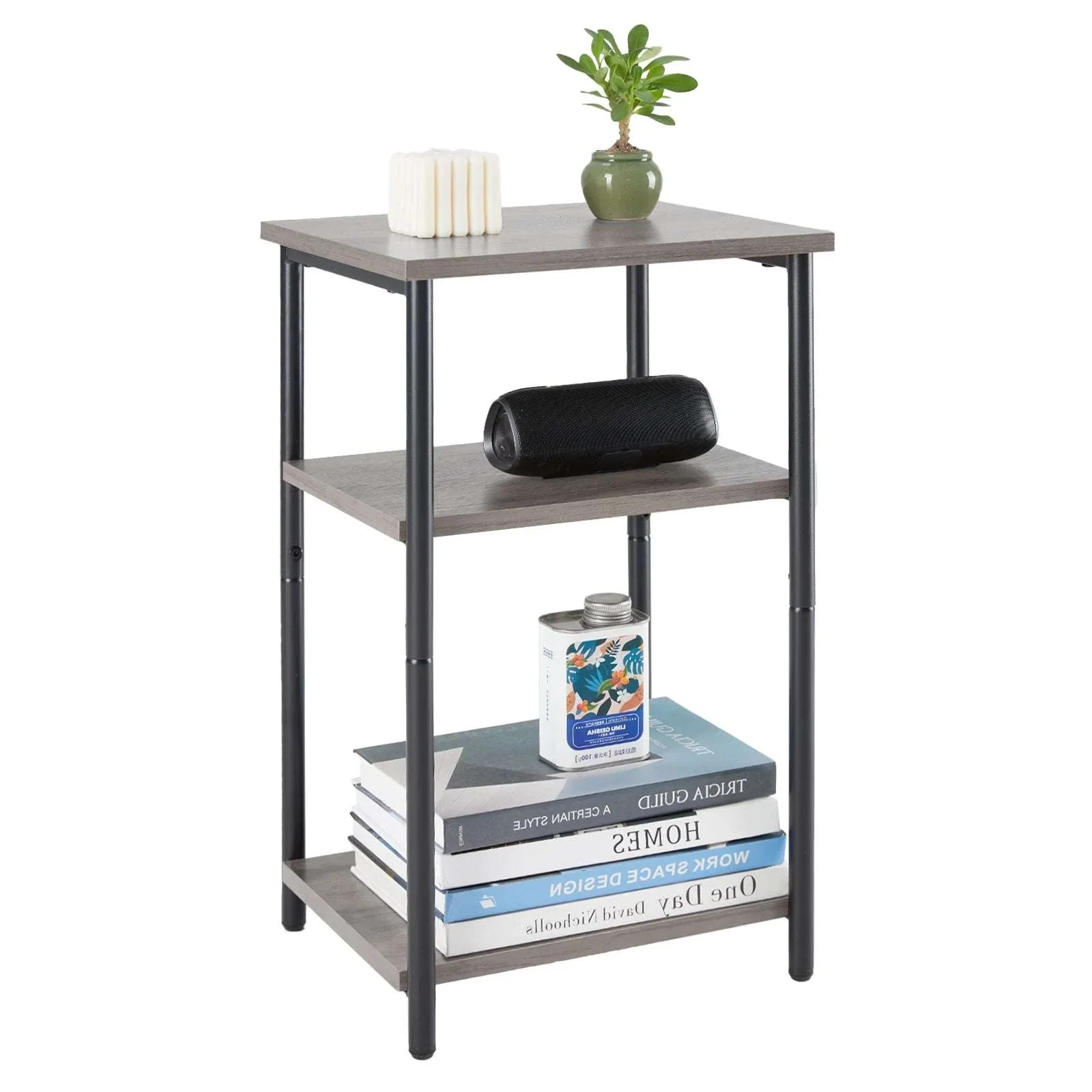 3-Tier Narrow End Table with Storage & Adjustable Feet - Image 14