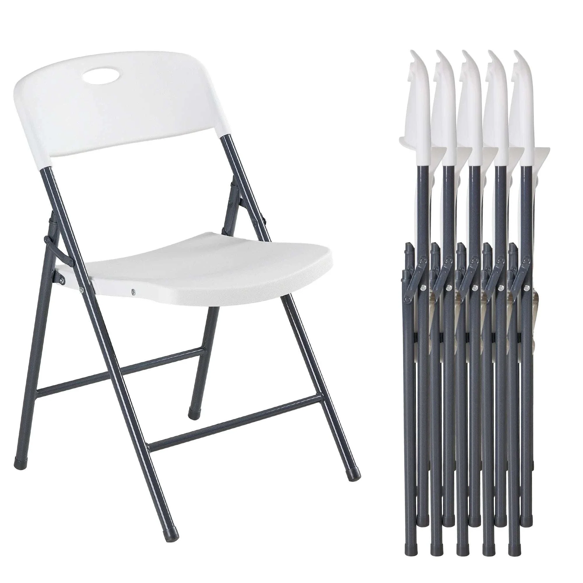 Stackable Folding Chairs Set with Padded Seat & Metal Frame - Image 10