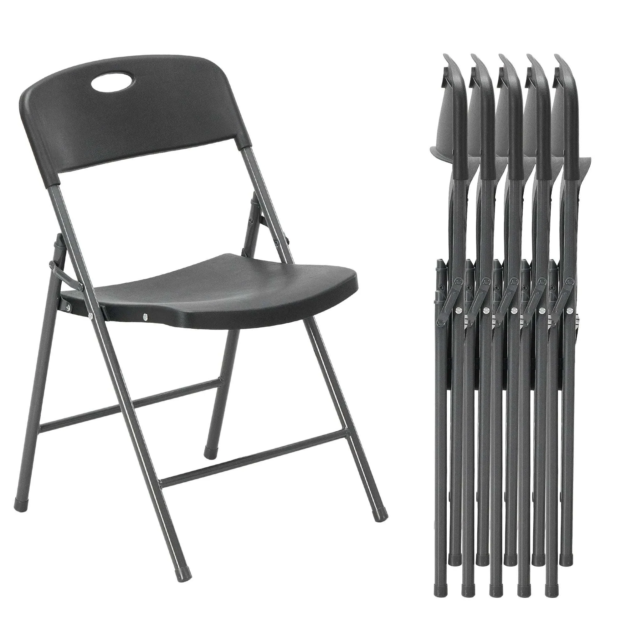 Stackable Folding Chairs Set with Padded Seat & Metal Frame - Image 11
