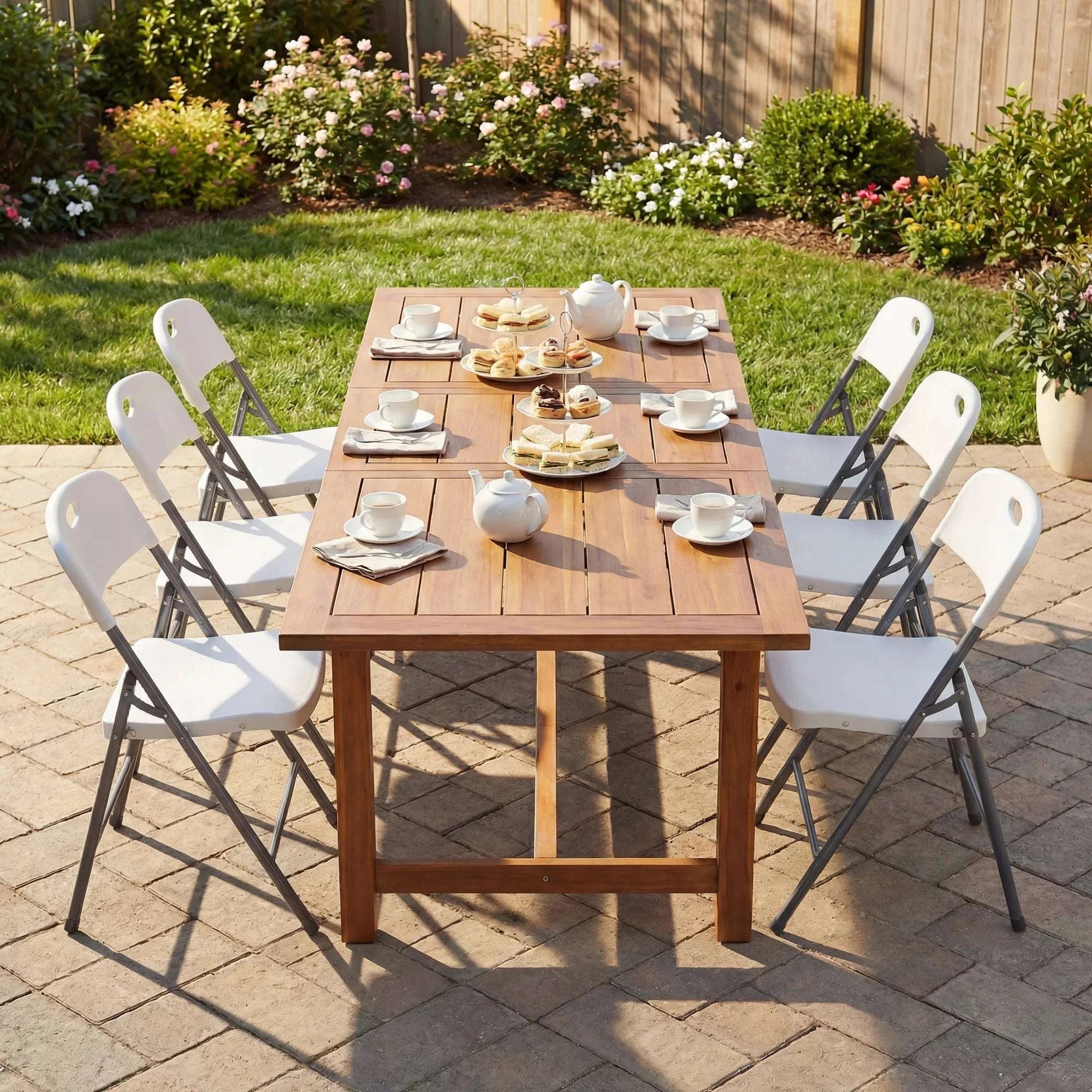 Stackable Folding Chairs Set with Padded Seat & Metal Frame - Image 2