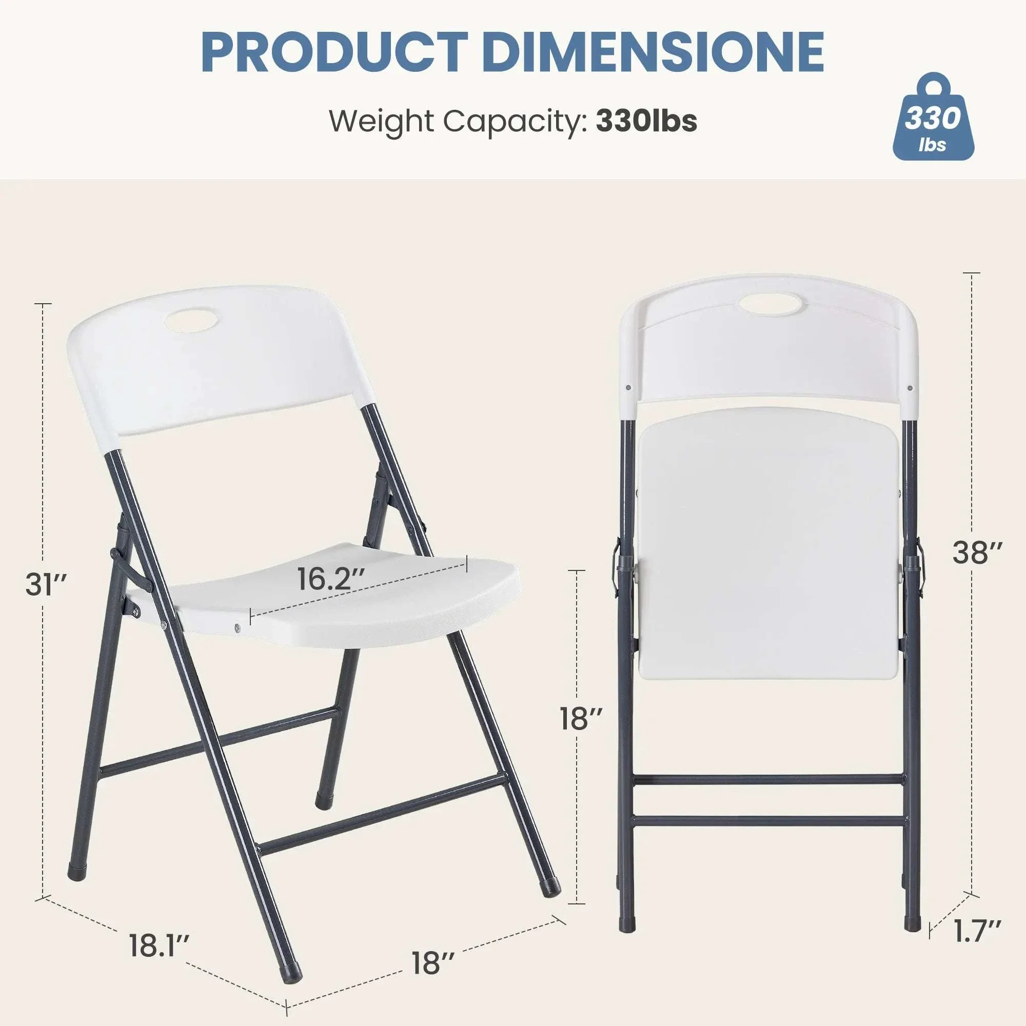 Stackable Folding Chairs Set with Padded Seat & Metal Frame - Image 3