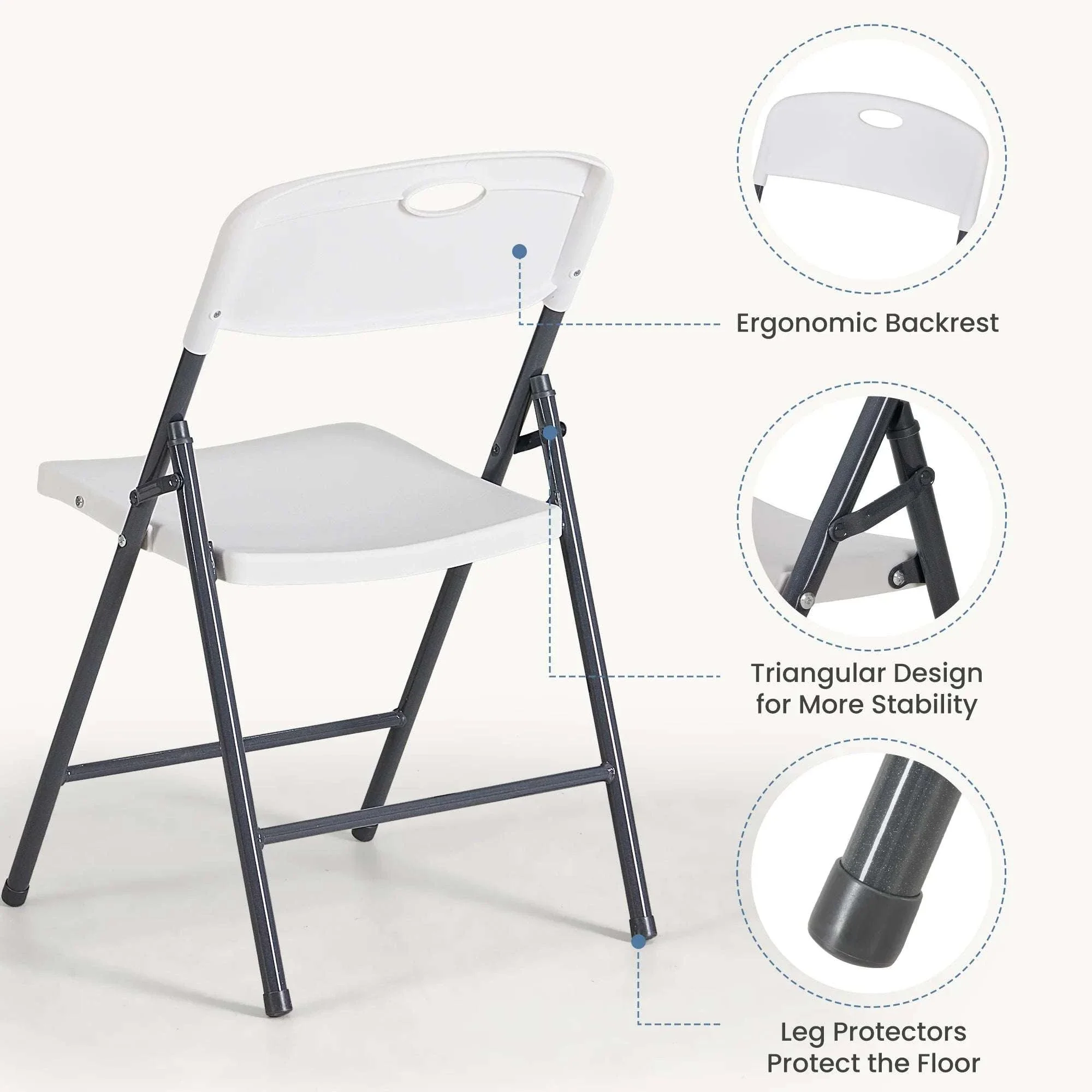 Stackable Folding Chairs Set with Padded Seat & Metal Frame - Image 4