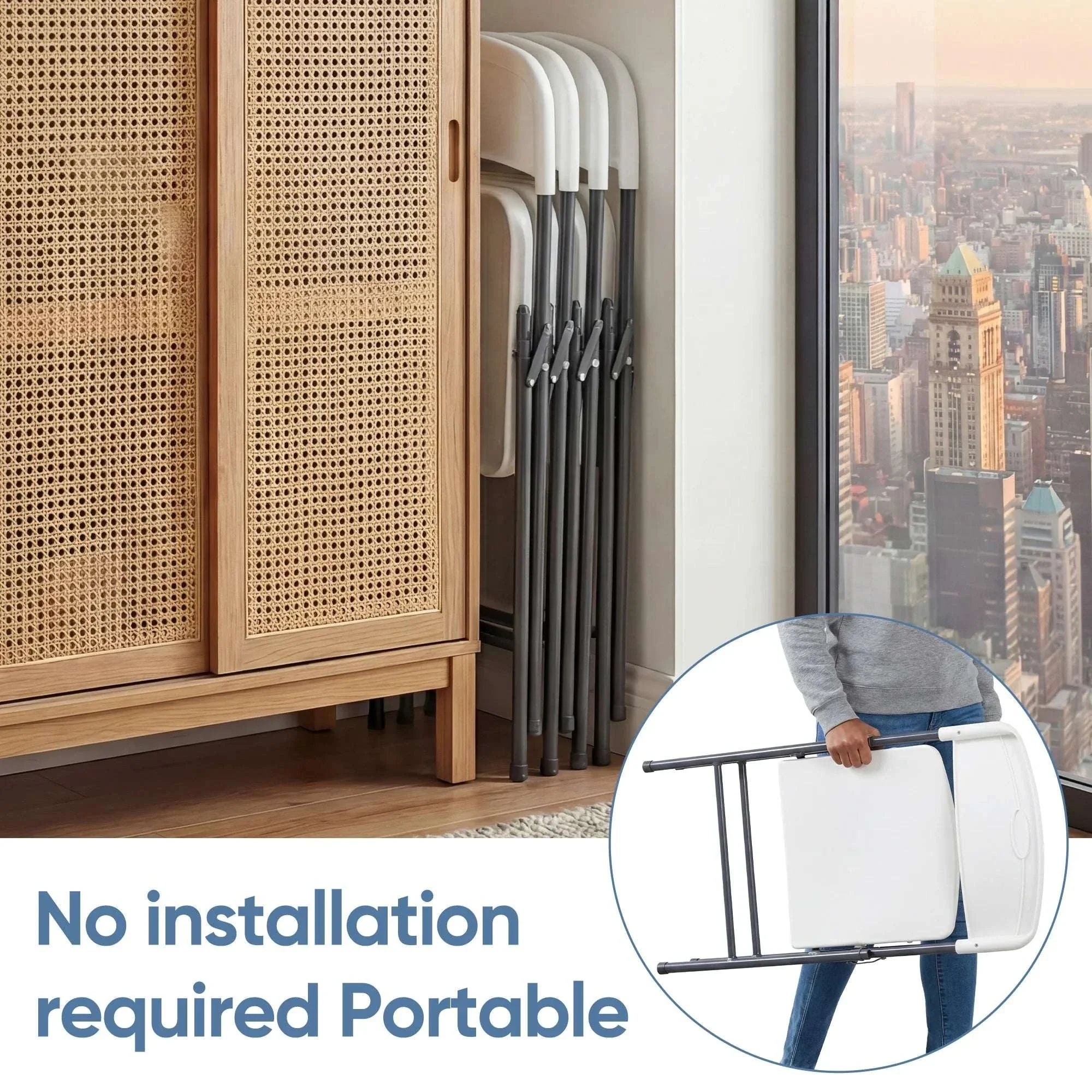 Stackable Folding Chairs Set with Padded Seat & Metal Frame - Image 5