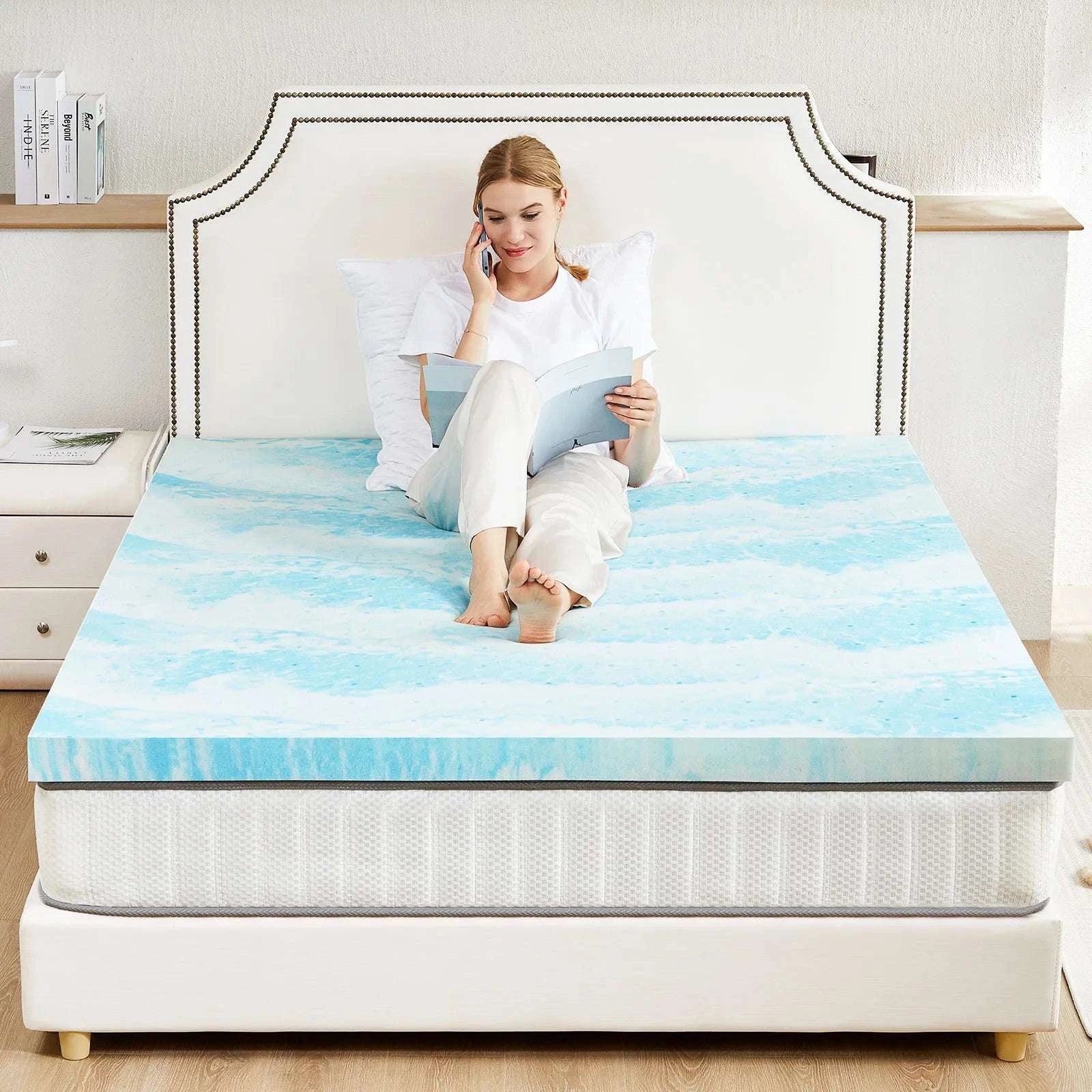 Gel Memory Foam Mattress Topper Cooling Soft Breathable Sleep Layer