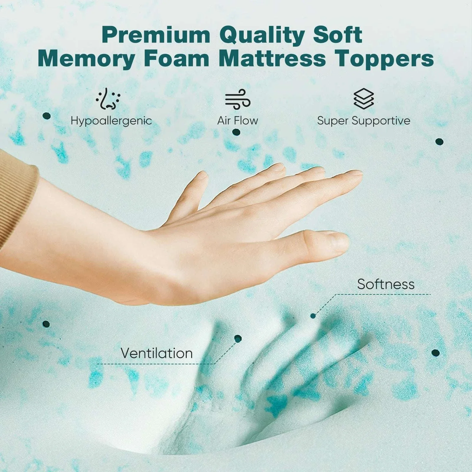 Gel Memory Foam Mattress Topper Cooling Soft Breathable Sleep Layer - Image 10