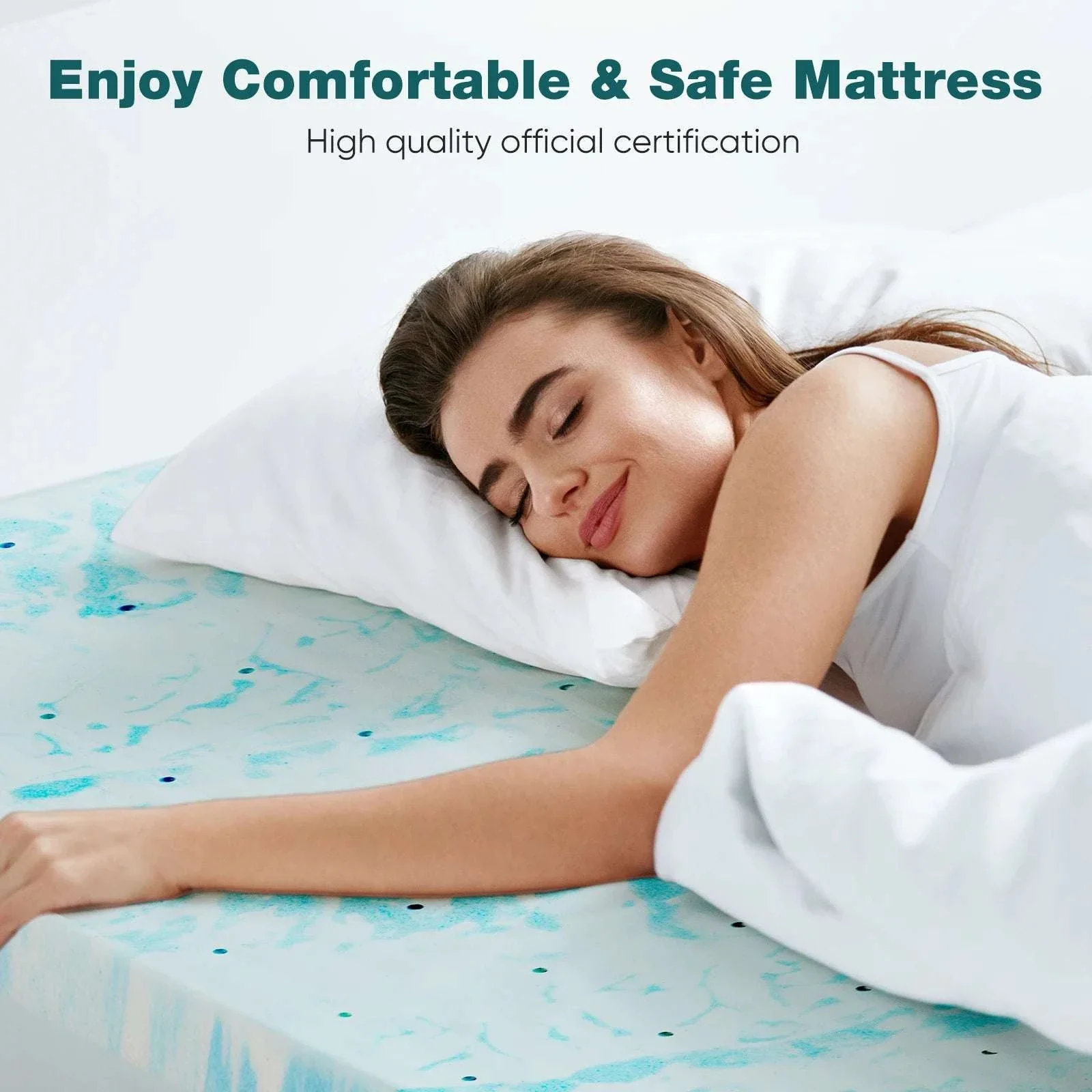 Gel Memory Foam Mattress Topper Cooling Soft Breathable Sleep Layer - Image 13
