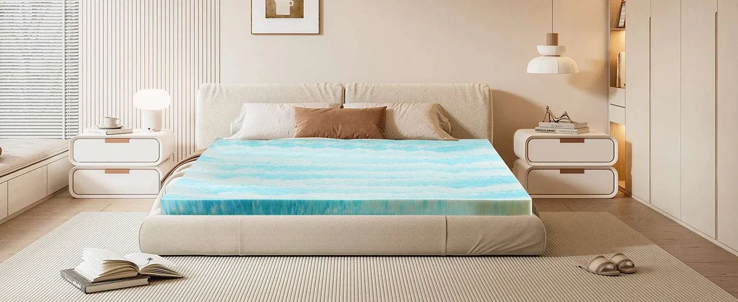 Gel Memory Foam Mattress Topper Cooling Soft Breathable Sleep Layer - Image 6