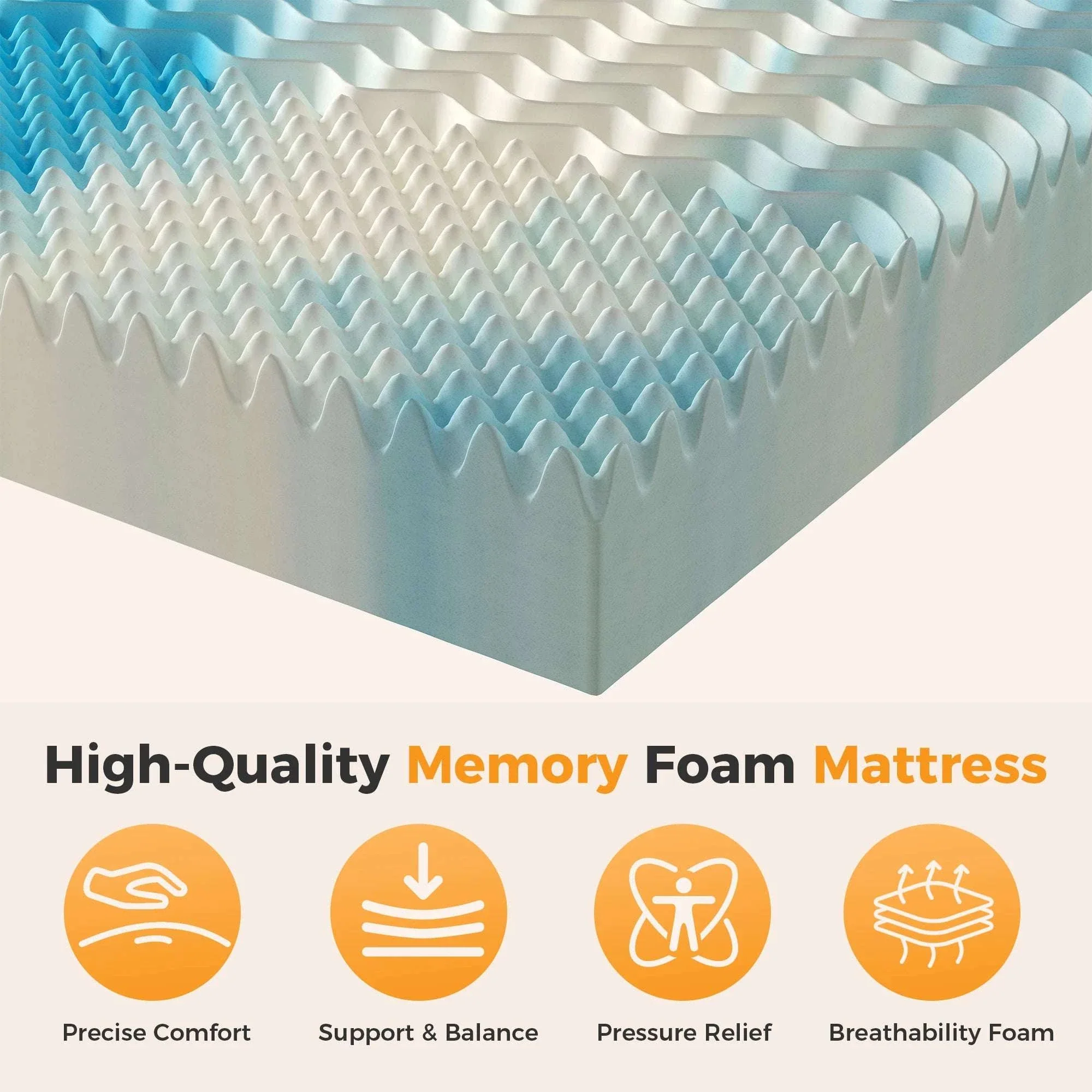 2 Inch Gel Memory Foam Mattress Topper with 5-Zone Support - Image 4