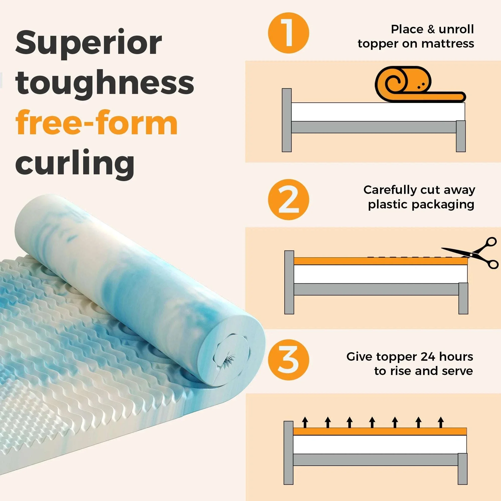 2 Inch Gel Memory Foam Mattress Topper with 5-Zone Support - Image 5