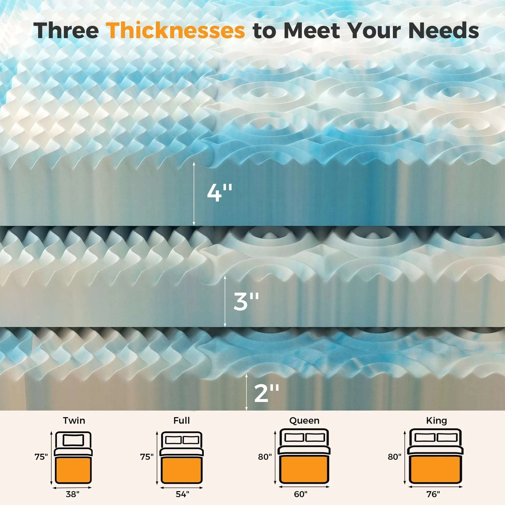 2 Inch Gel Memory Foam Mattress Topper with 5-Zone Support - Image 7