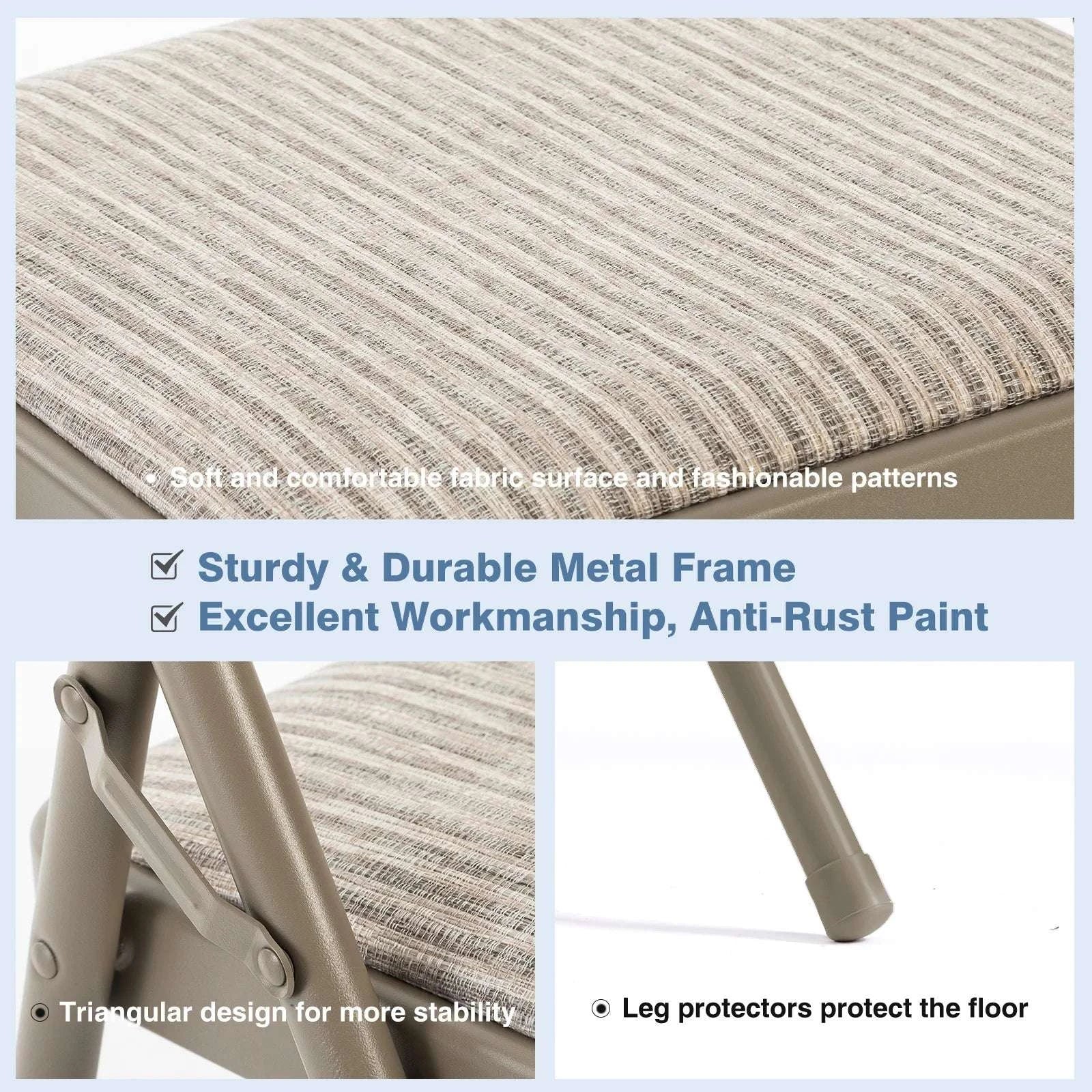 Fabric Folding Office Chairs Set of 2 with Padded Cushion and Steel Frame - Image 5