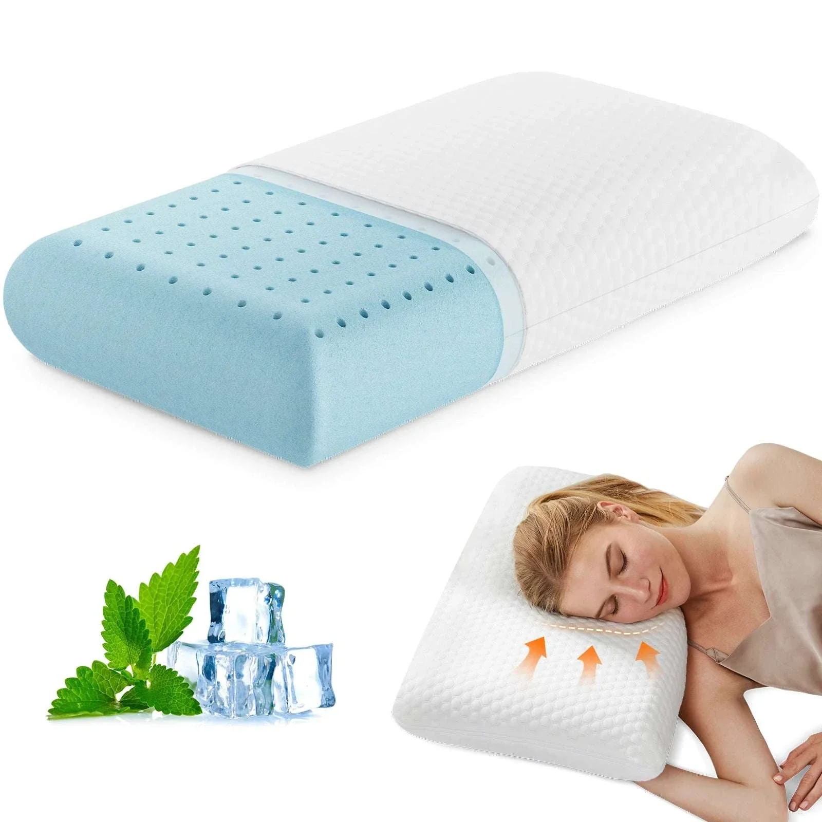 Memory Foam Neck Pillows Set of 2 with Cooling Ventilated Design - Image 15