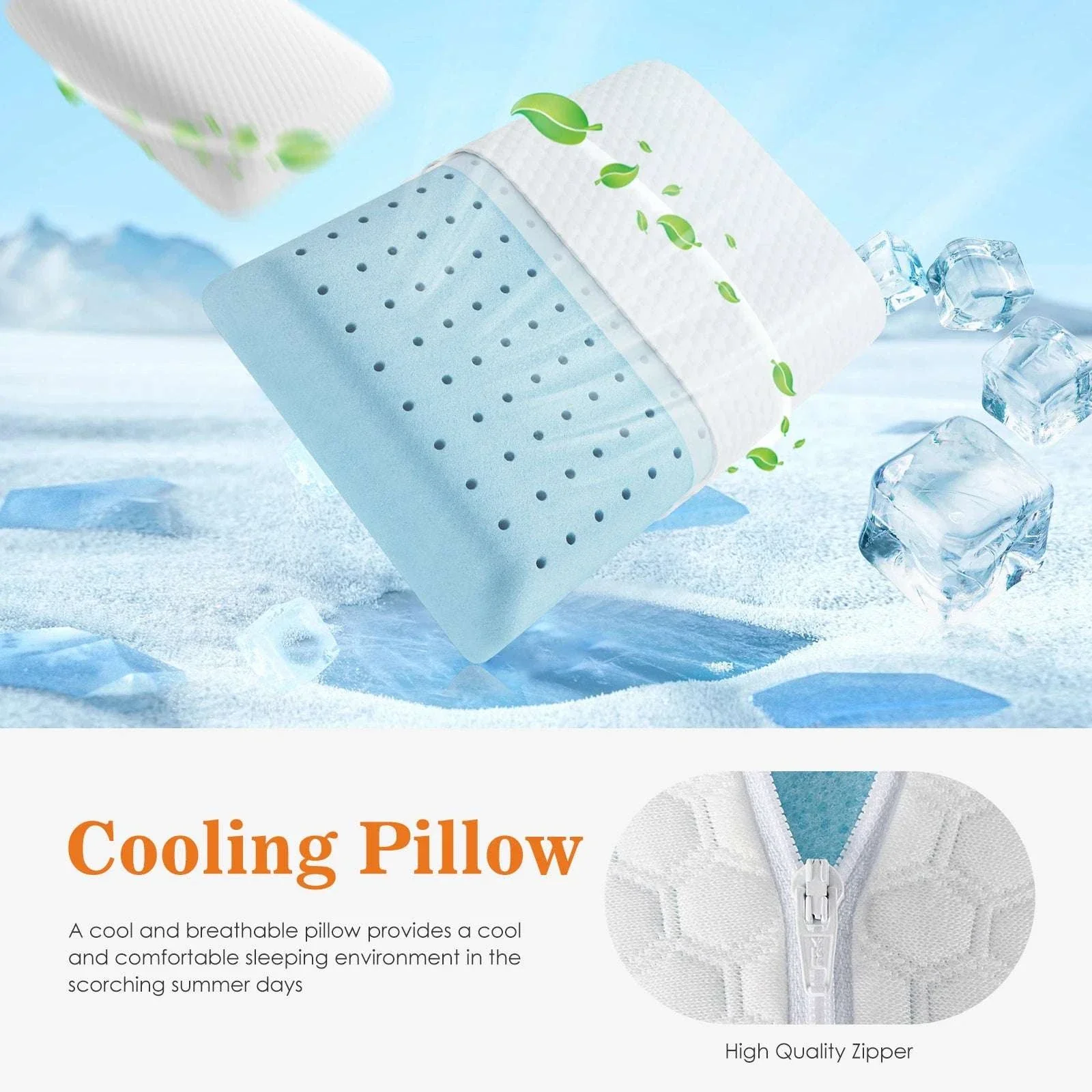 Memory Foam Neck Pillows Set of 2 with Cooling Ventilated Design - Image 17