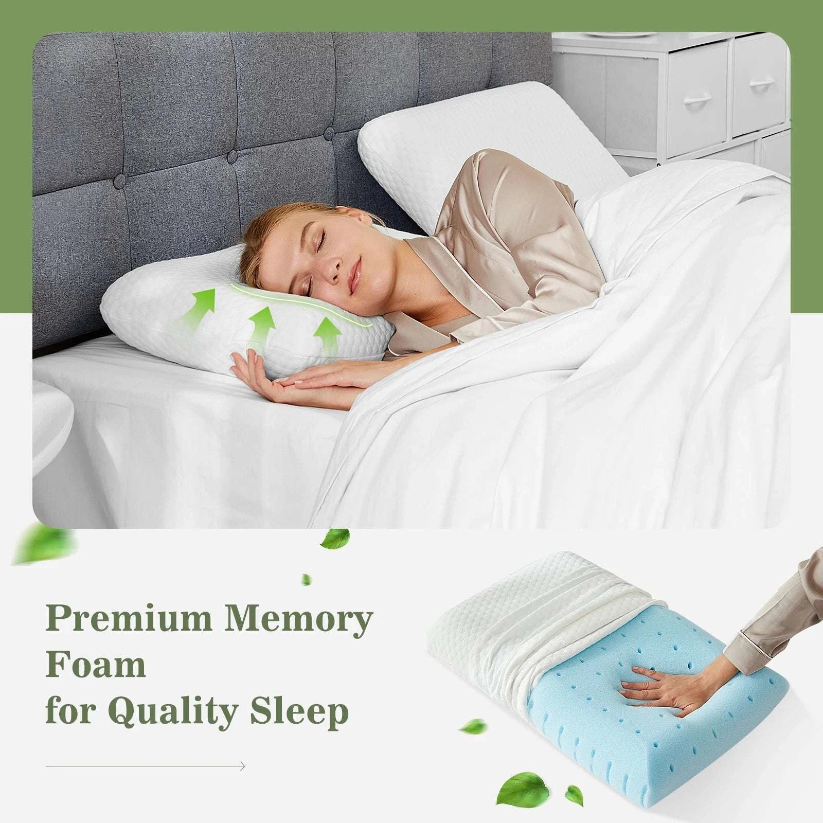Memory Foam Neck Pillows Set of 2 with Cooling Ventilated Design - Image 6