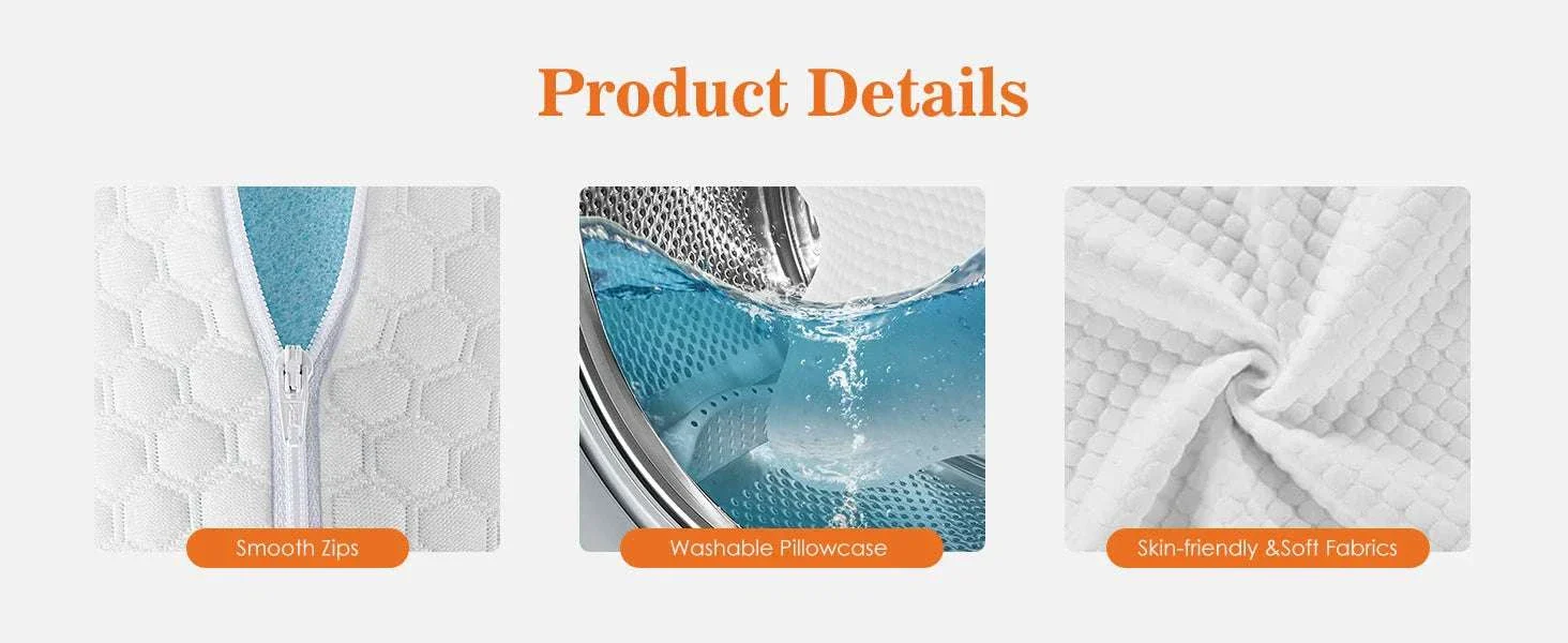 Memory Foam Neck Pillows Set of 2 with Cooling Ventilated Design - Image 9