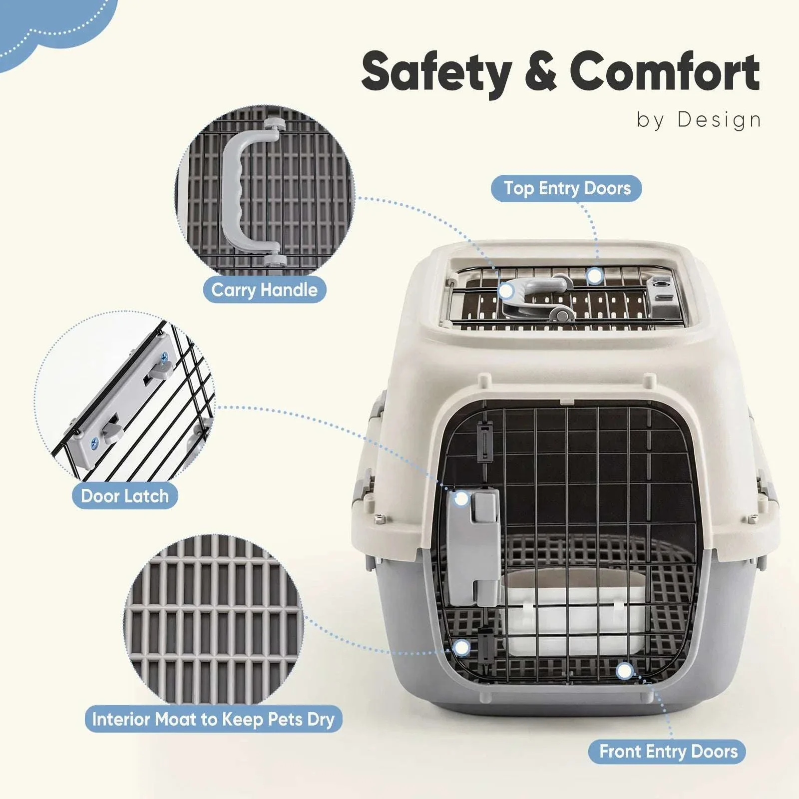 23-Inch Pet Carrier Travel Crate for Small Dogs & Cats - Image 2