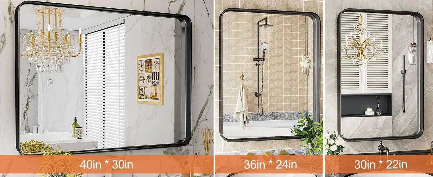 24x36 Inch Matte Black Framed Wall Mirror with Tempered Glass - Image 10