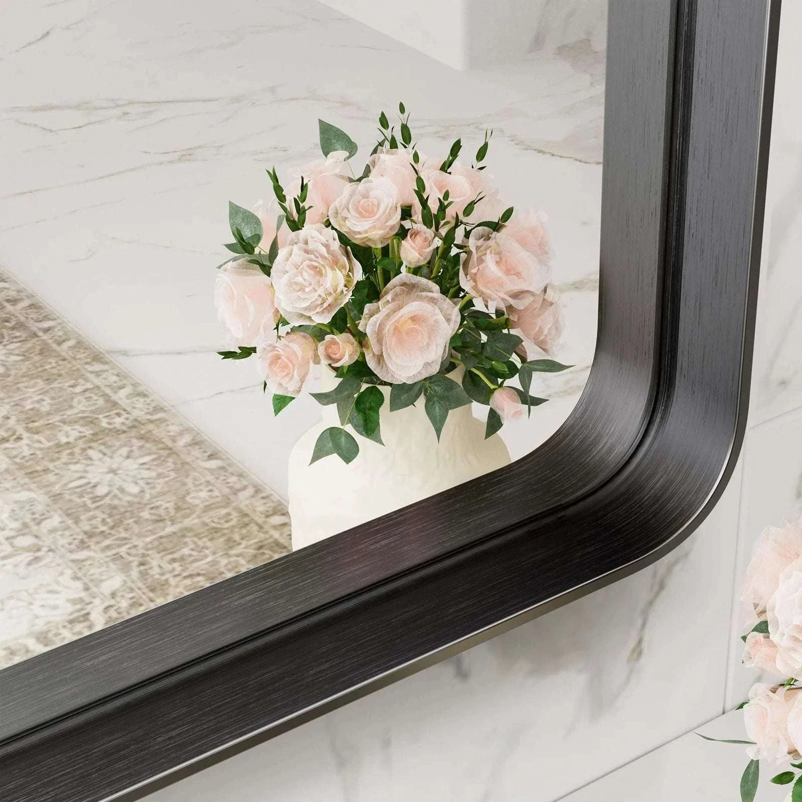 24x36 Inch Matte Black Framed Wall Mirror with Tempered Glass - Image 6