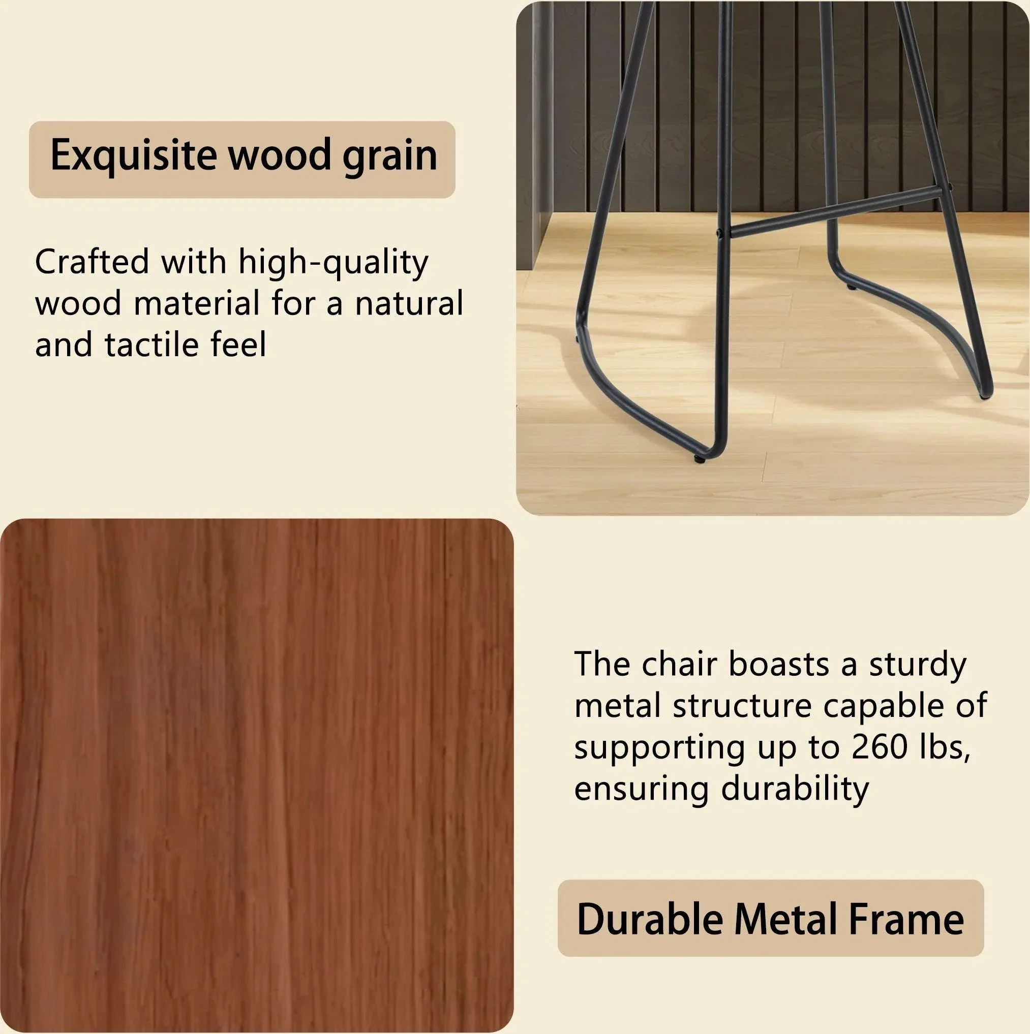 26 Inch Saddle Seat Counter Stool with Metal Legs for Kitchen Island - Image 4