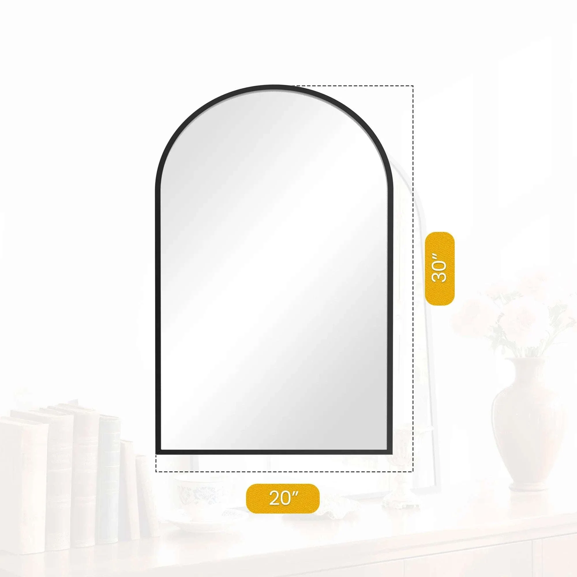 26x38 Arched Wall Mirror with Metal Frame & HD Glass - Image 11