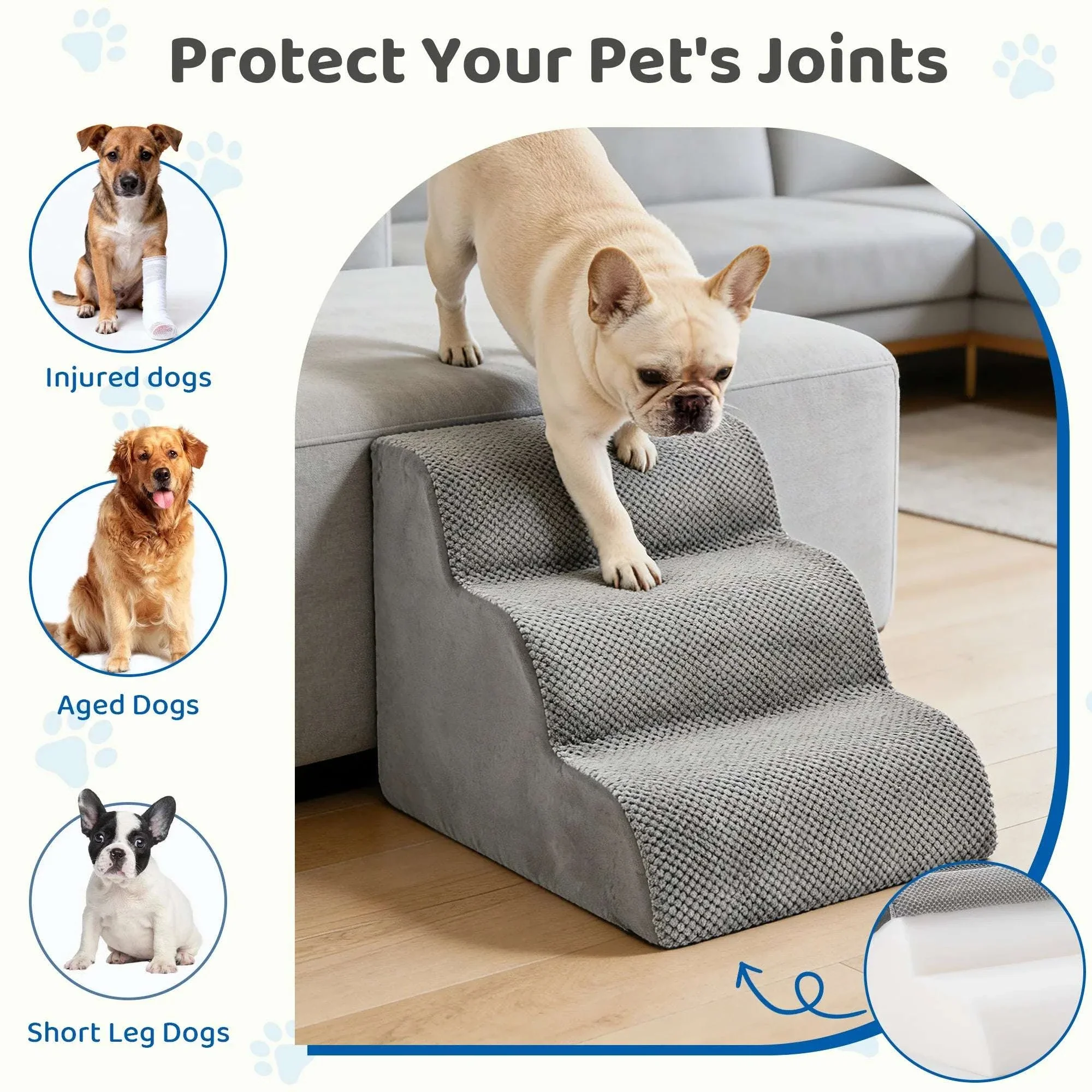 Curved Foam Dog Stairs Ramp Non-Slip Steps for Small Pets - Image 4