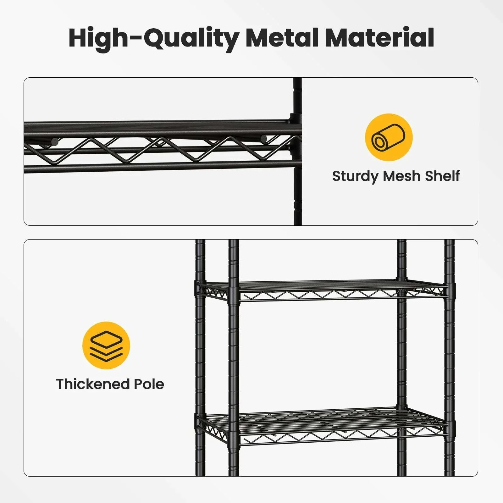 3–5 Tier Metal Grid Storage Shelf with Lockable Wheels - Image 10