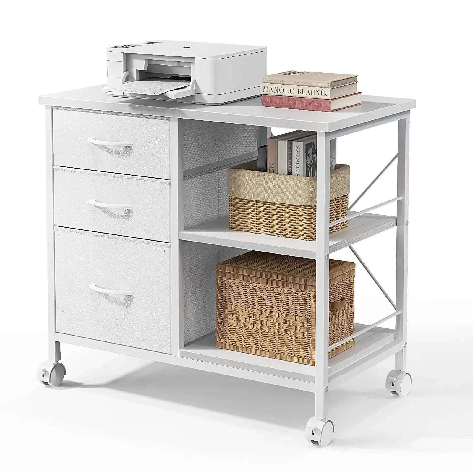 Rolling Storage Cabinet with Fabric Drawers and Steel Frame - Image 9