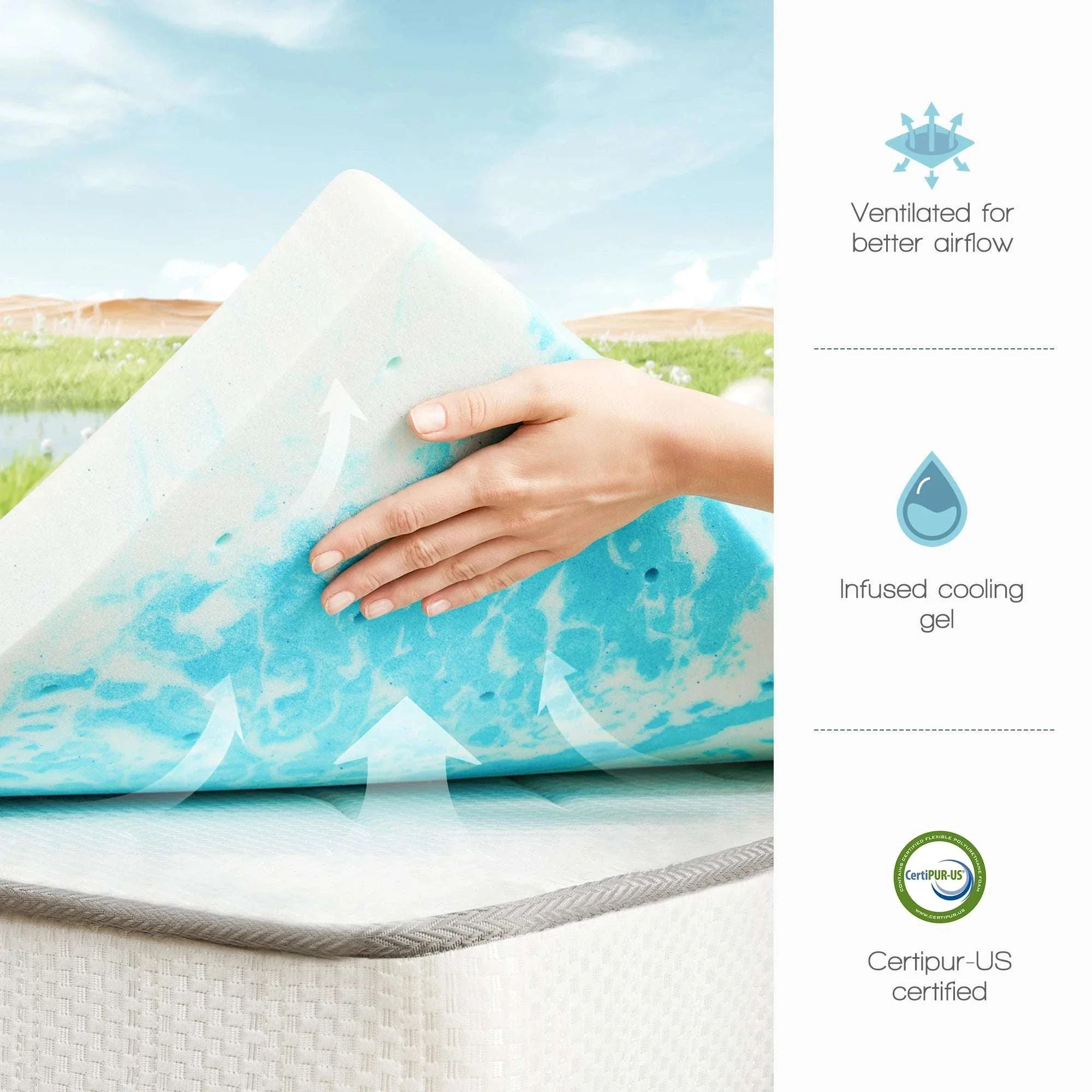 3 Inch Memory Foam Mattress Topper with Gel Cooling Support - Image 4