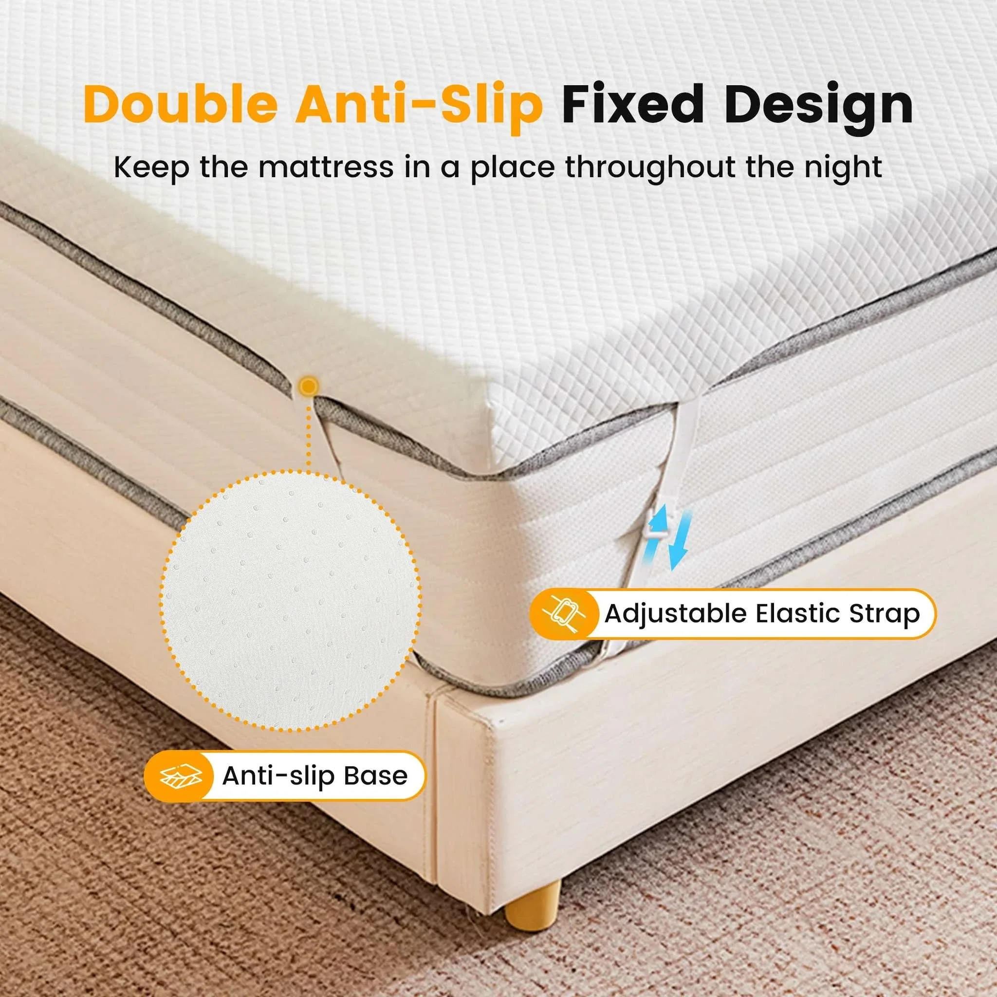 3 Inch Gel Memory Foam Mattress Topper Full Size Cooling Cover - Image 2