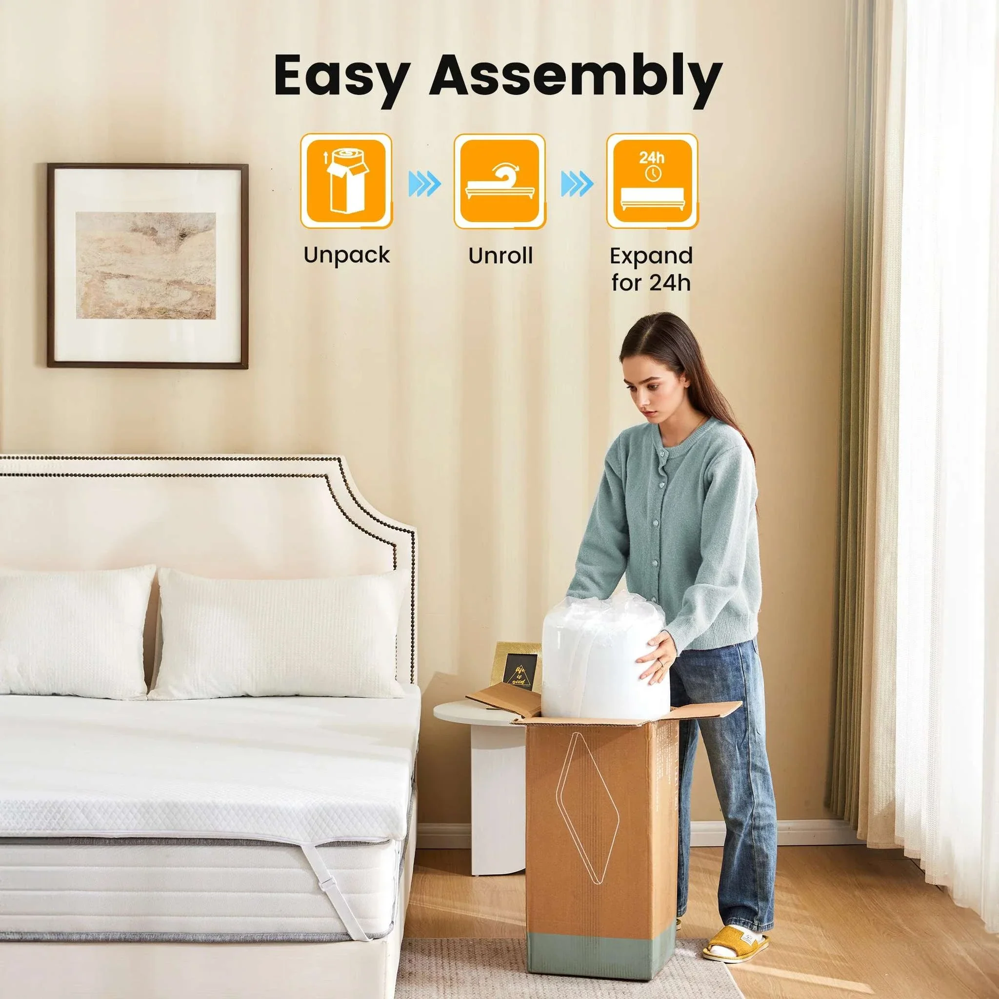 3 Inch Gel Memory Foam Mattress Topper Full Size Cooling Cover - Image 5